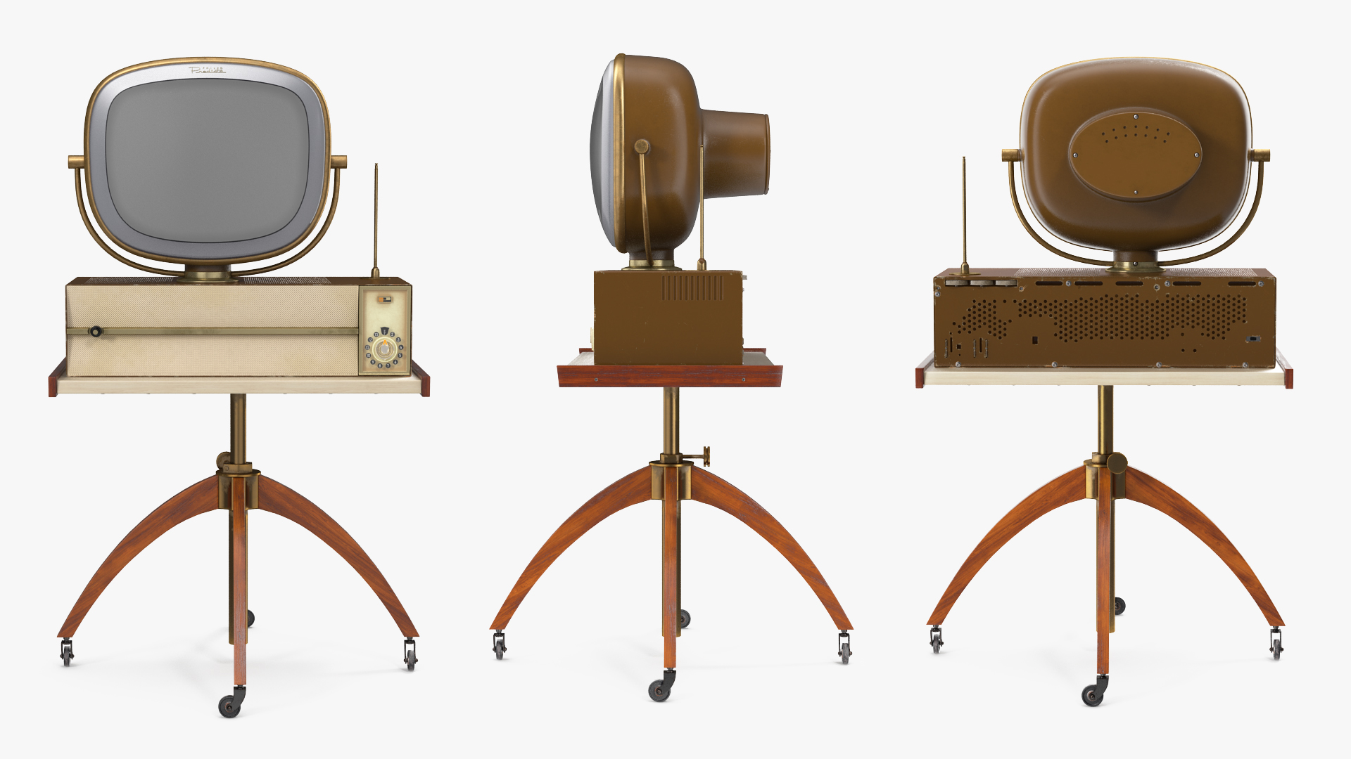 3D Vintage Antique 50s TV with Stand model