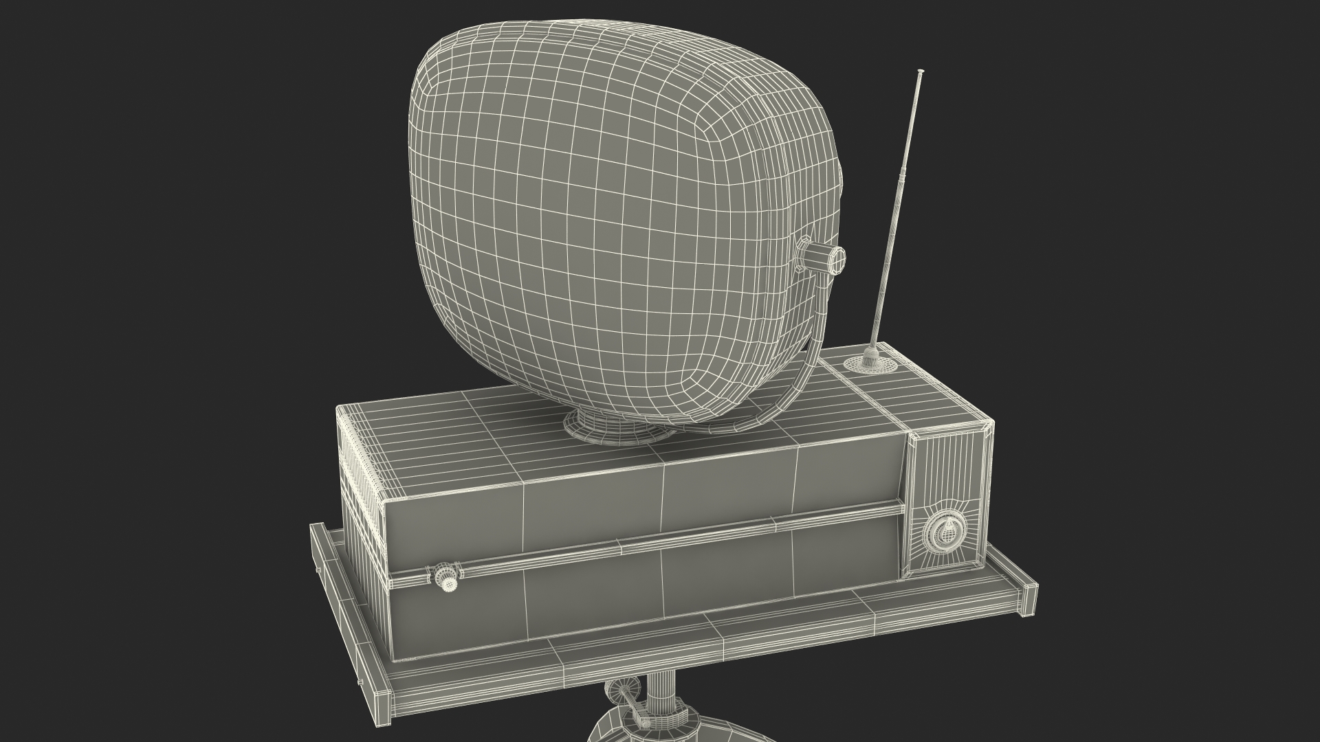 3D Vintage Antique 50s TV with Stand model