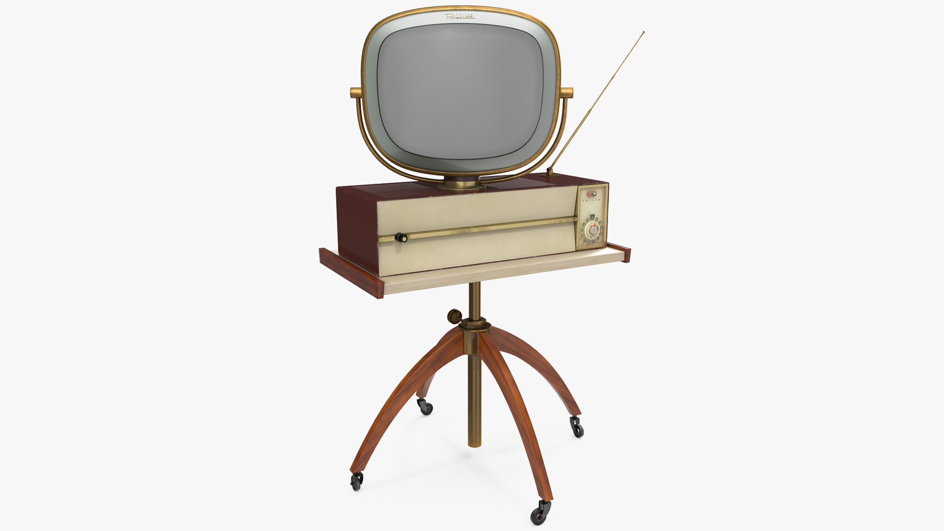3D Vintage Antique 50s TV with Stand model