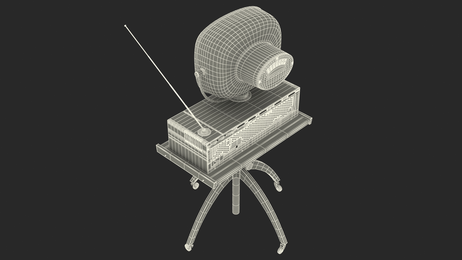 3D Vintage Antique 50s TV with Stand model