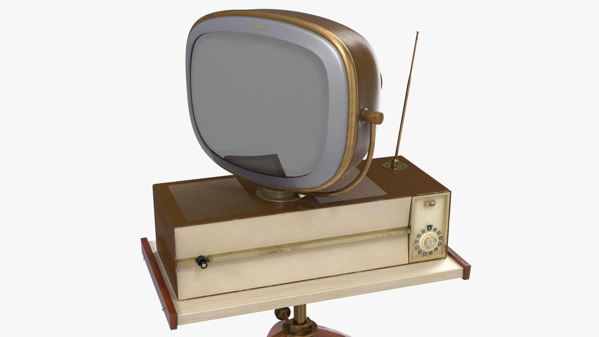 3D Vintage Antique 50s TV with Stand model