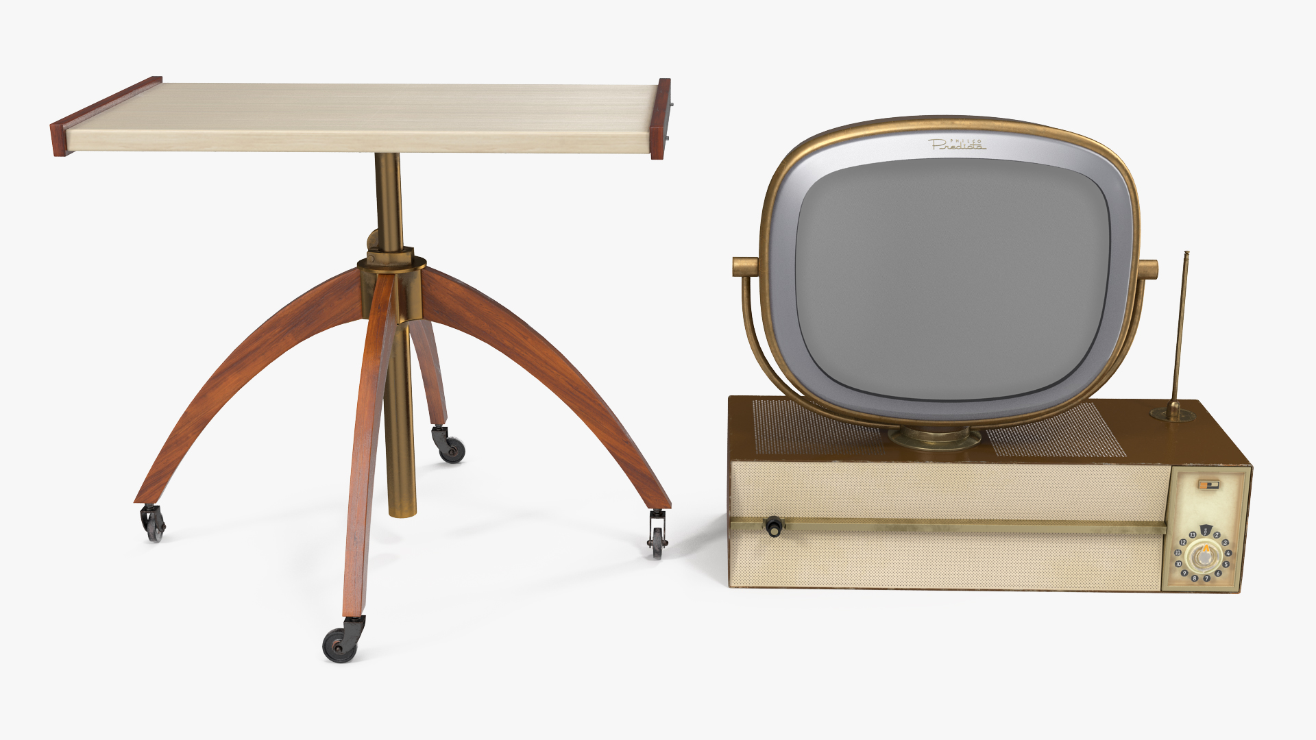 3D Vintage Antique 50s TV with Stand model