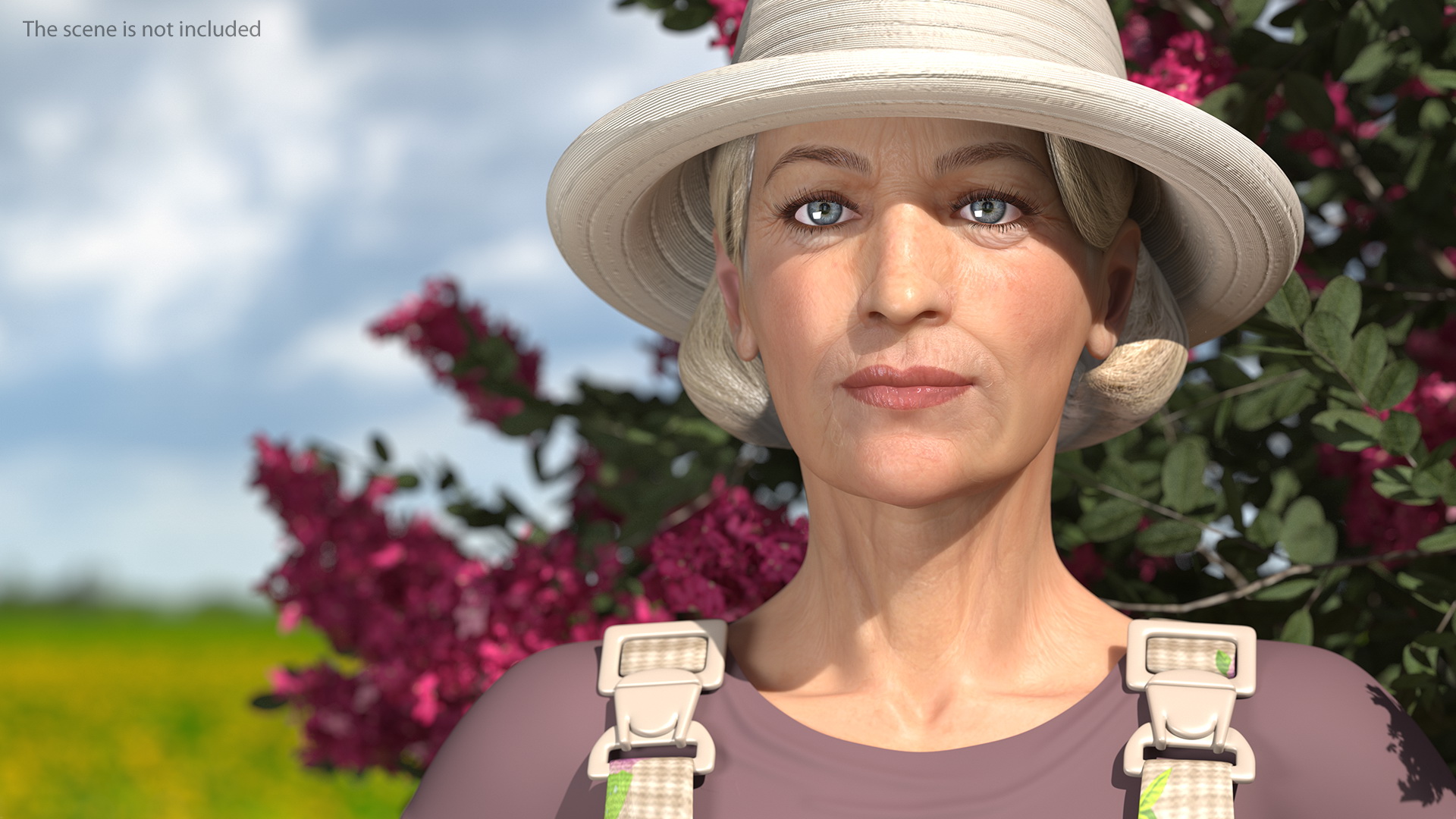 3D Old Woman Farmer T Pose model