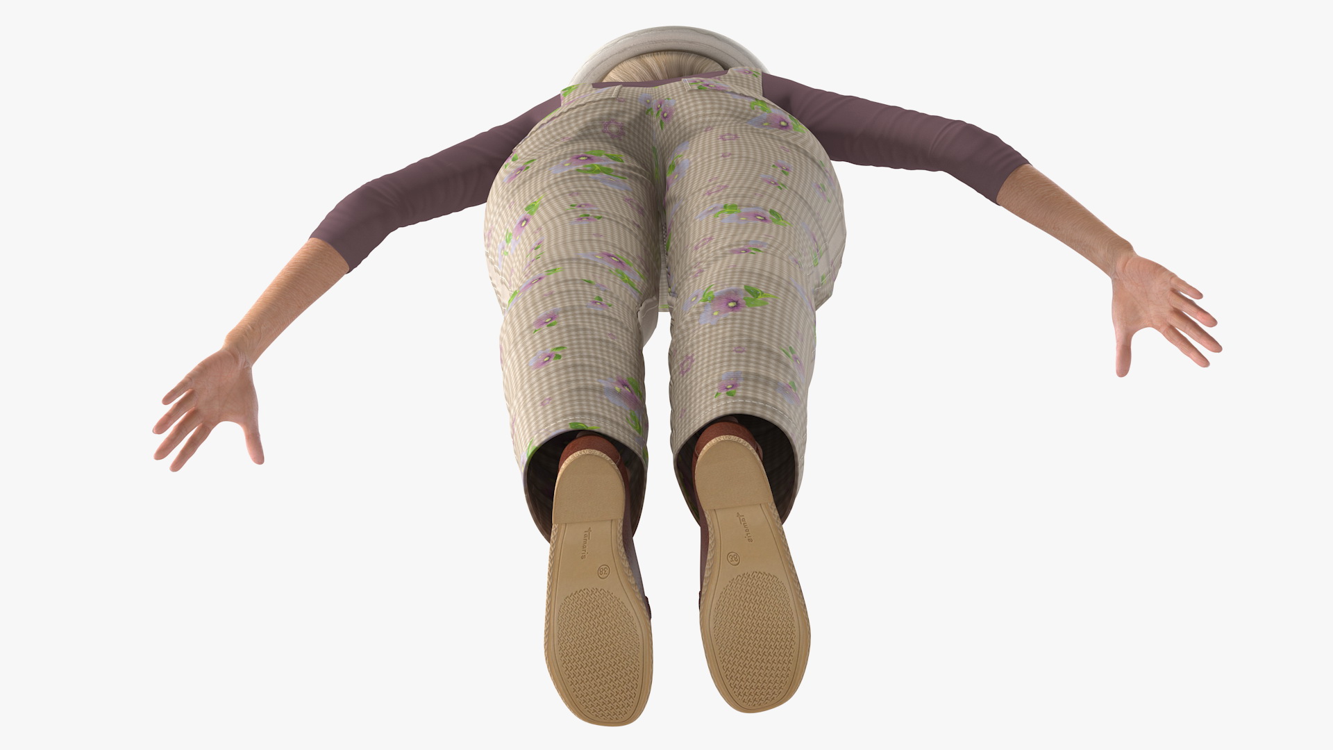 3D Old Woman Farmer T Pose model
