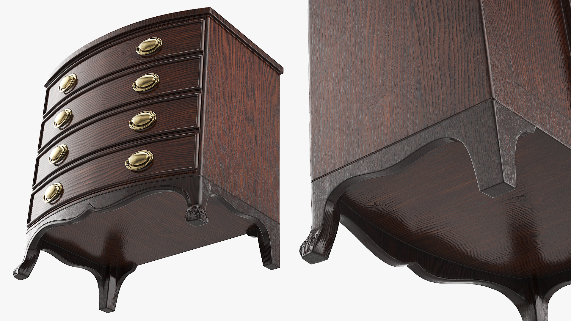 Oval Office Bow Front Drawer Chest Brown - view 3