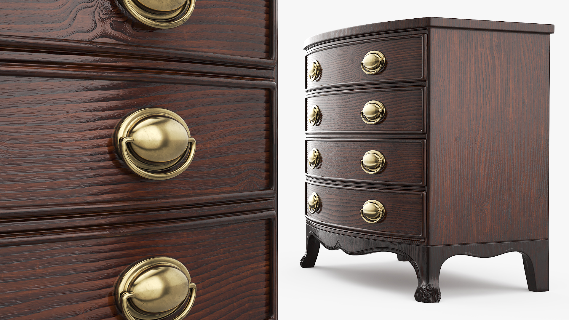 Oval Office Bow Front Drawer Chest Brown - view 4