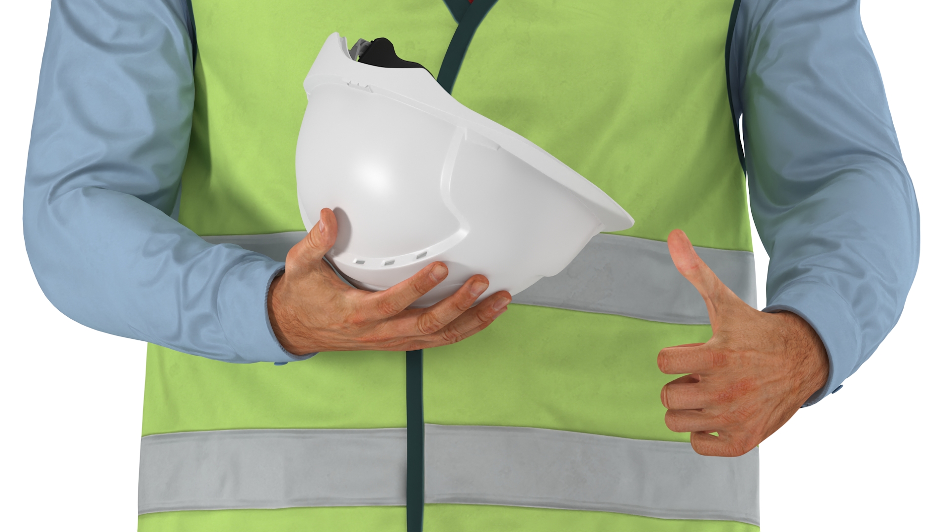 Construction Architect in Yellow Safety Jacket and MAGA Hat 3D model