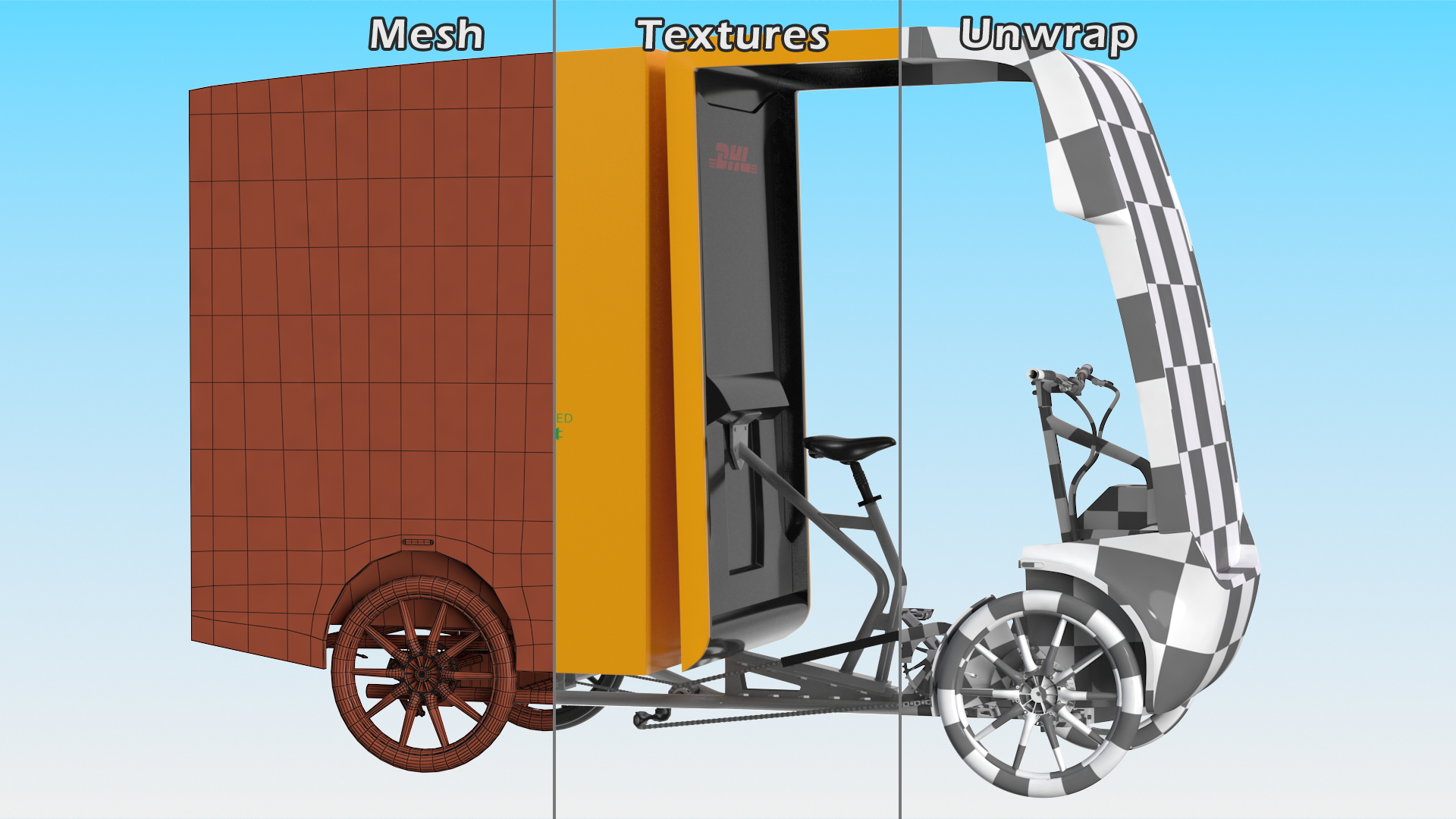 Electric Cargo Bike EAV DHL Rigged 3D model