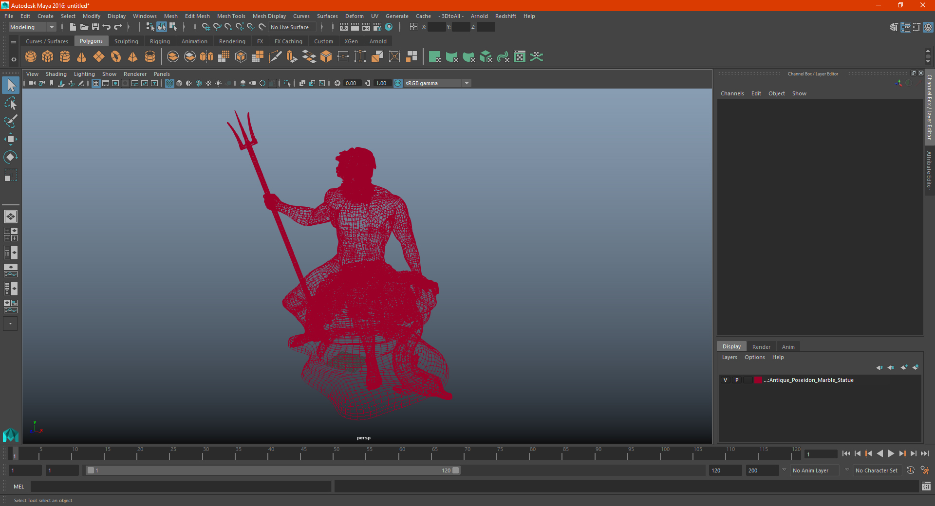 3D model Bronze Poseidon Sculpture