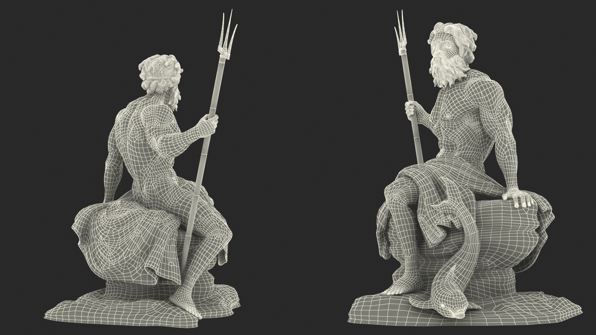 3D model Bronze Poseidon Sculpture