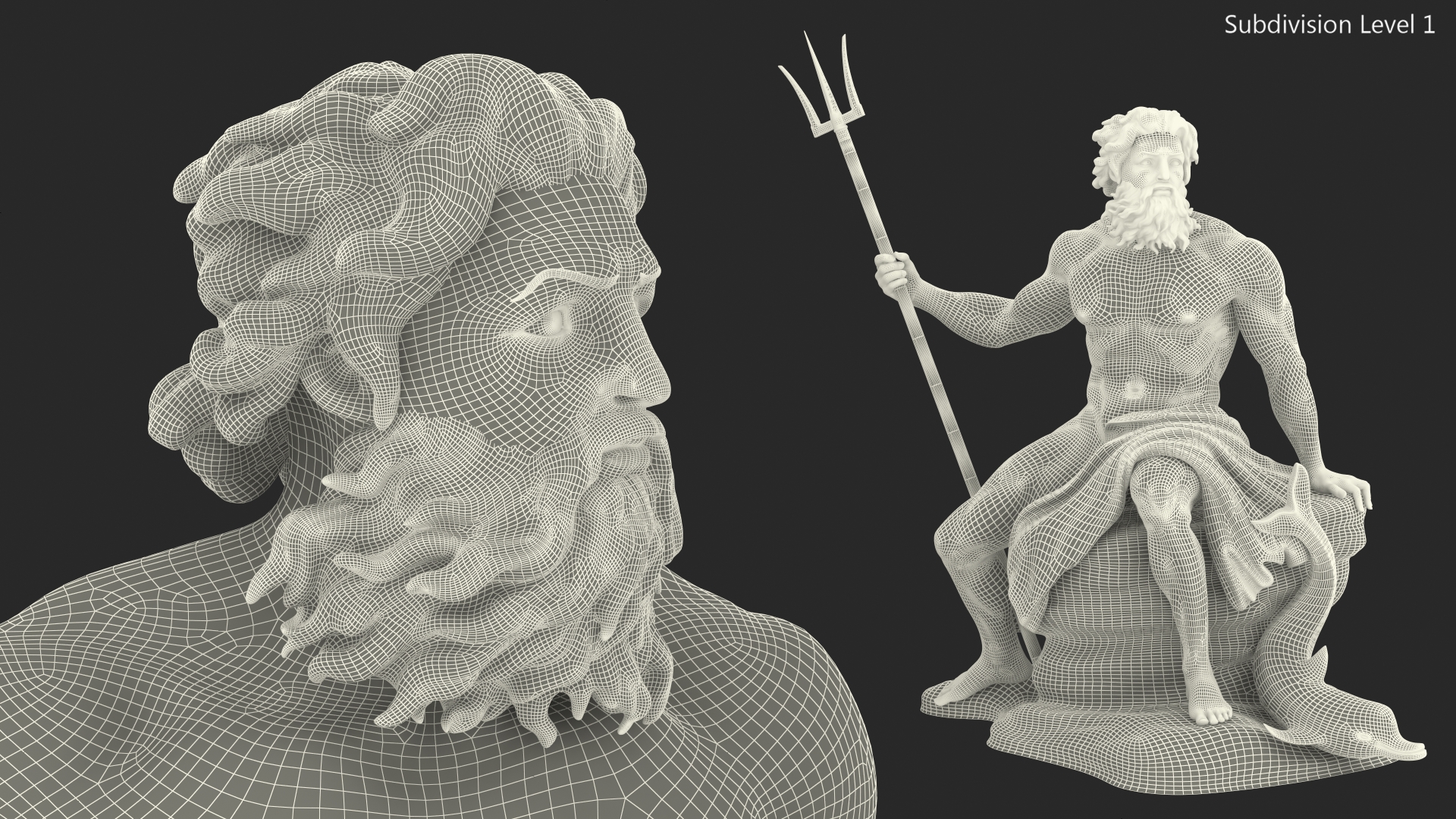 3D model Bronze Poseidon Sculpture