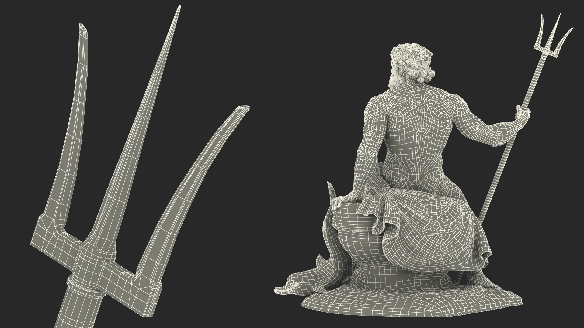 3D model Bronze Poseidon Sculpture