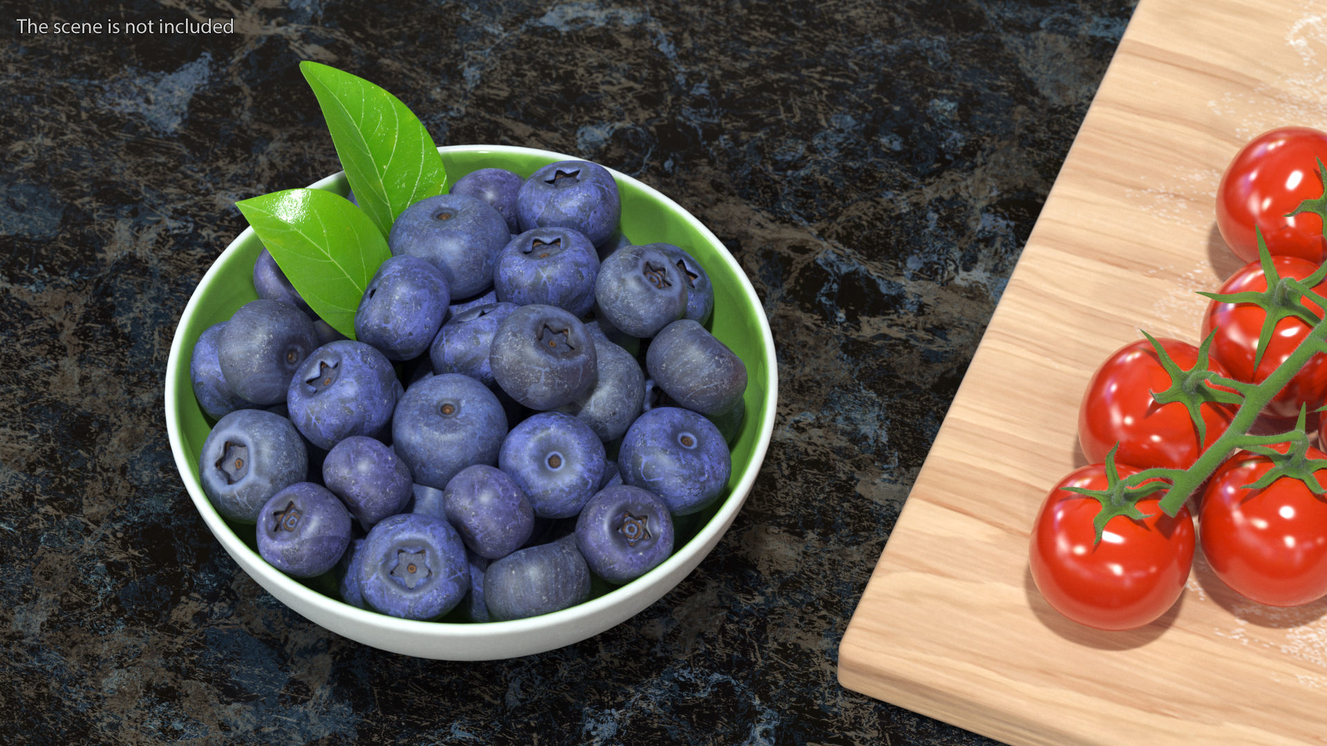 3D model Fresh Blueberries in Bowl