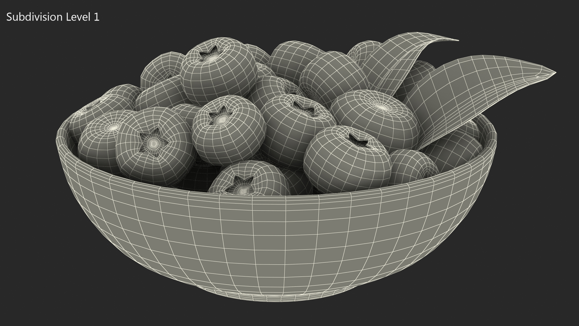 3D model Fresh Blueberries in Bowl