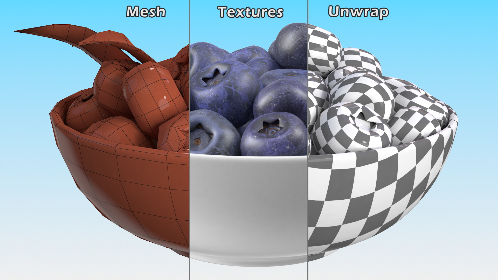 3D model Fresh Blueberries in Bowl