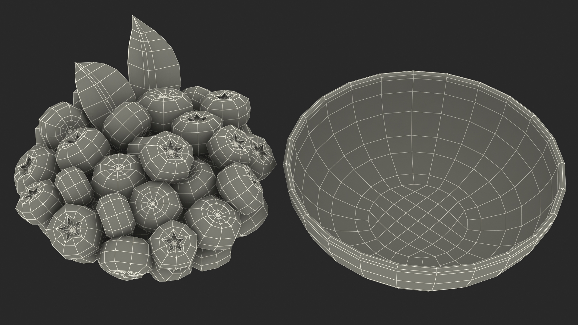3D model Fresh Blueberries in Bowl