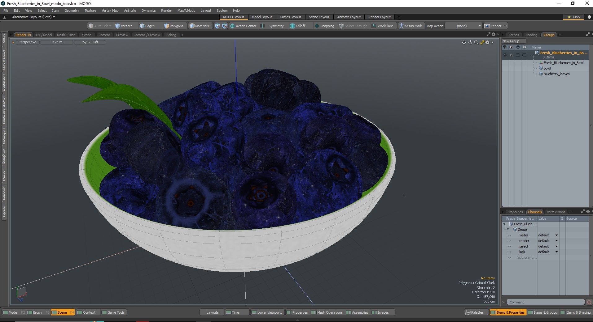 3D model Fresh Blueberries in Bowl