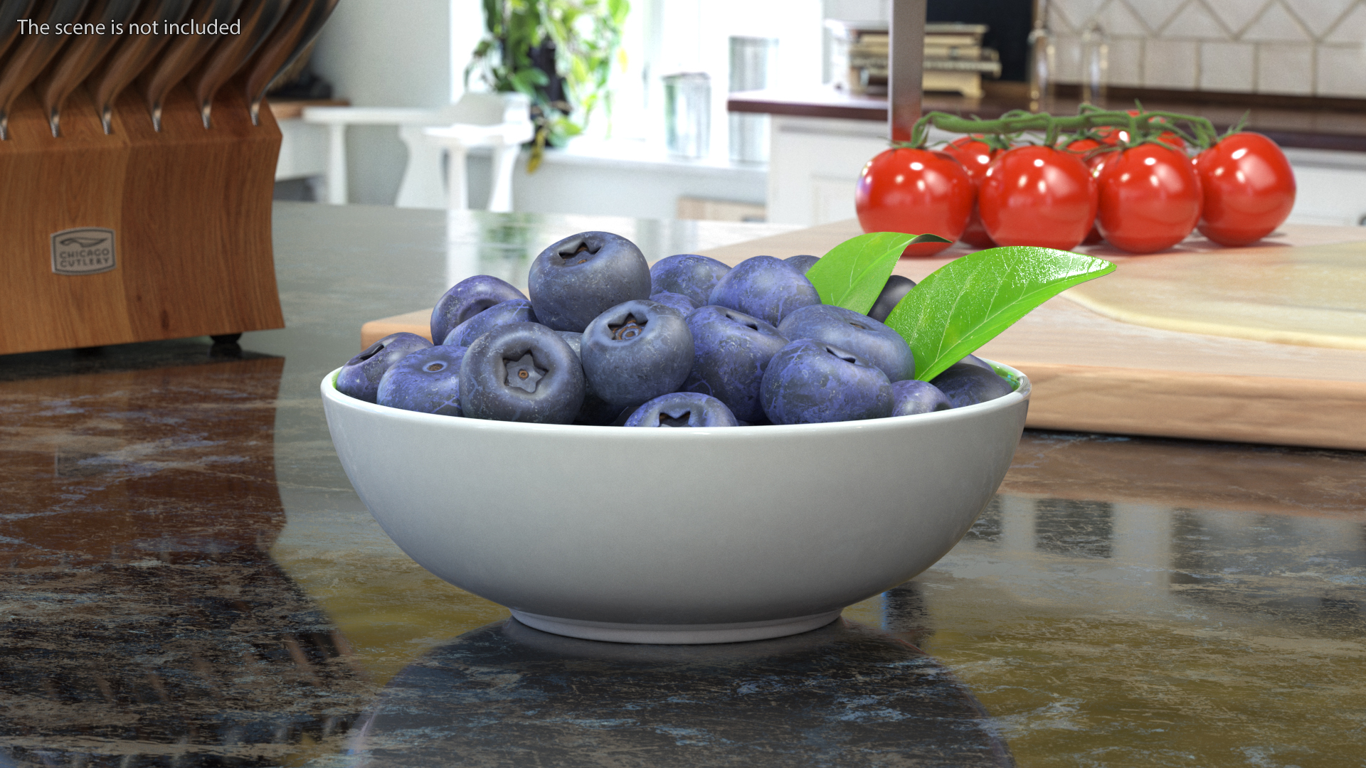 3D model Fresh Blueberries in Bowl