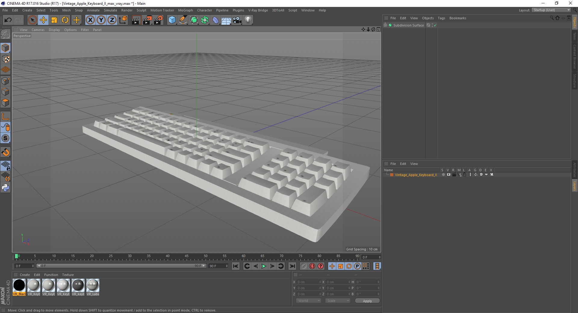 3D model Vintage Apple Keyboard II