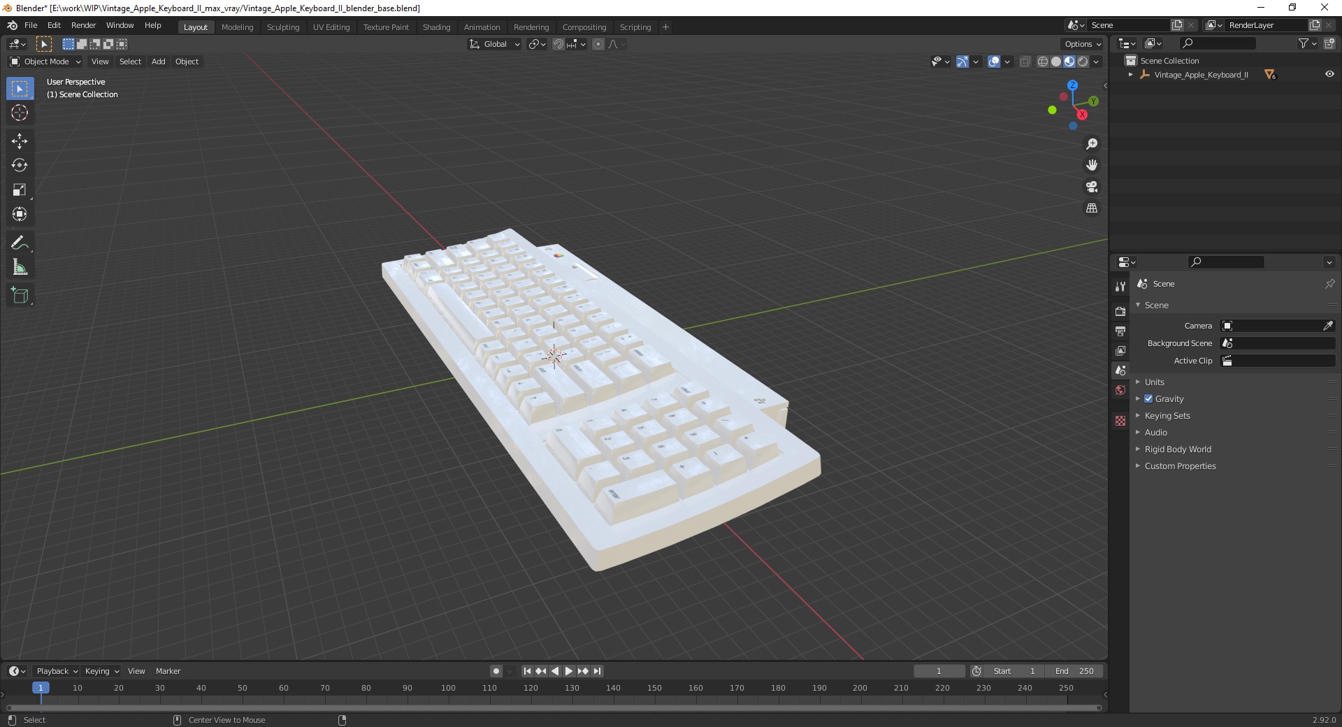 3D model Vintage Apple Keyboard II