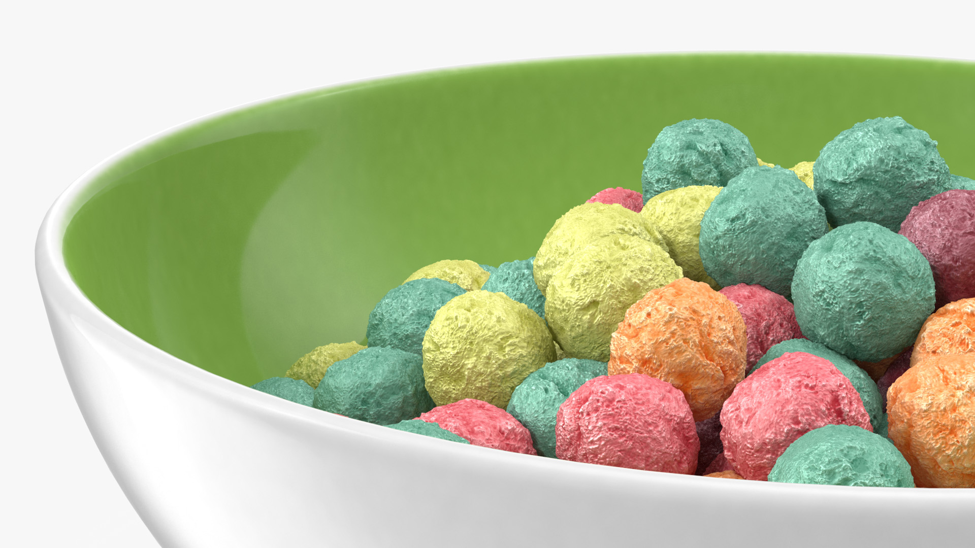 Bowl of Colorful Cereal Balls 3D model