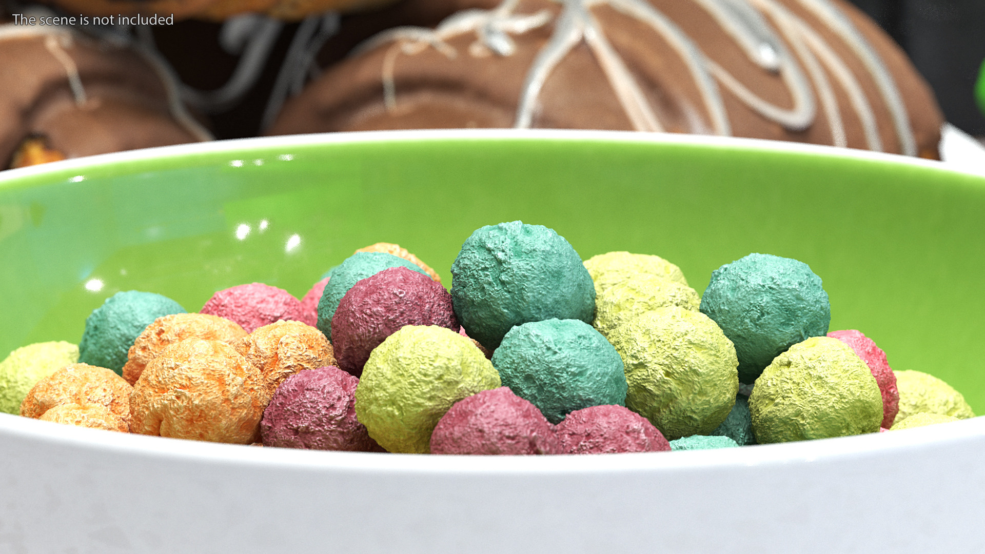 Bowl of Colorful Cereal Balls 3D model