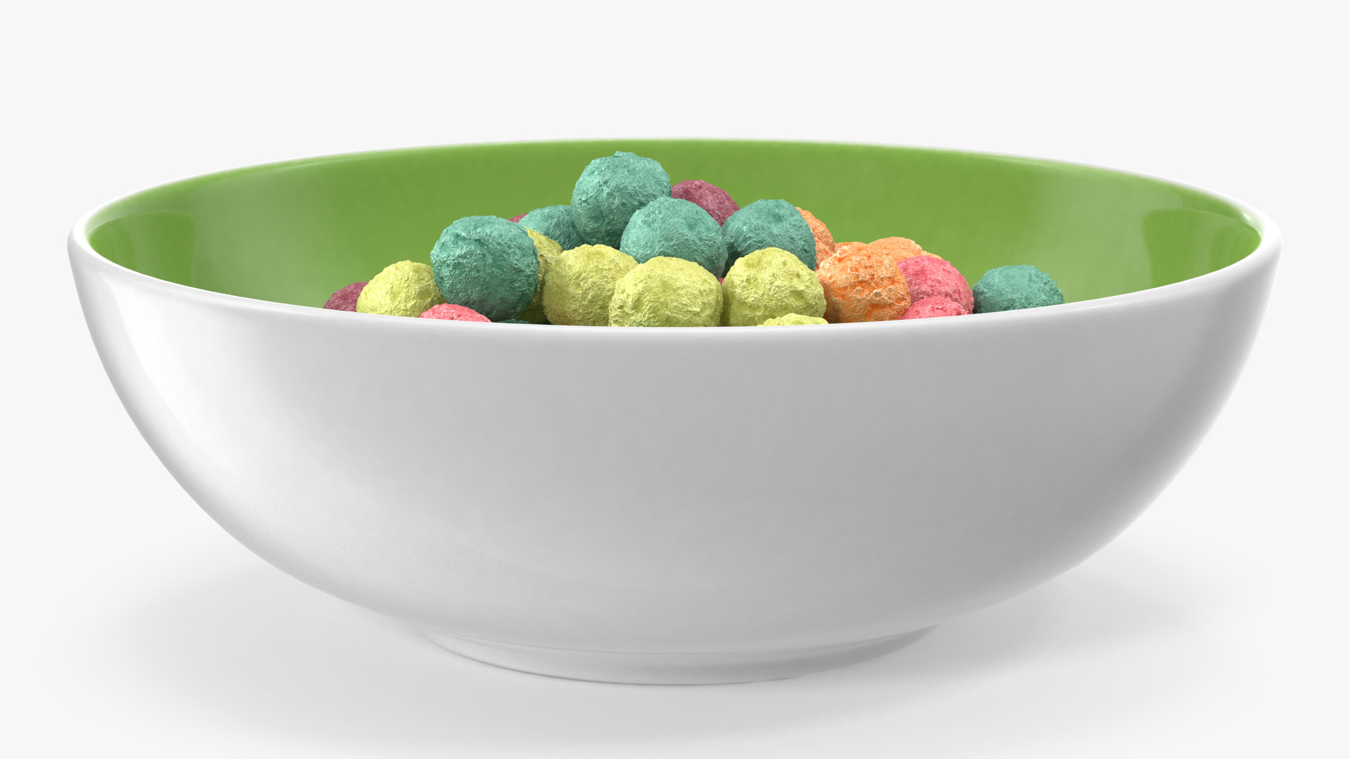 Bowl of Colorful Cereal Balls 3D model