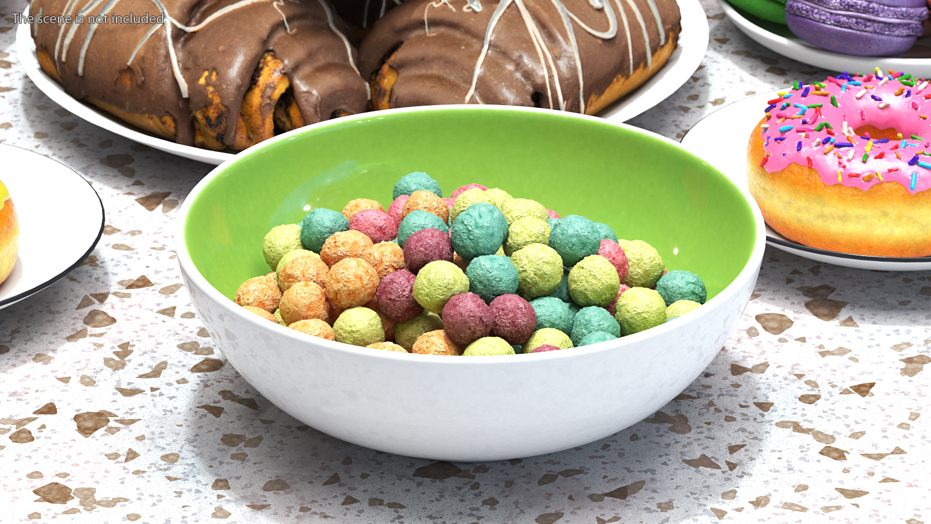 Bowl of Colorful Cereal Balls 3D model