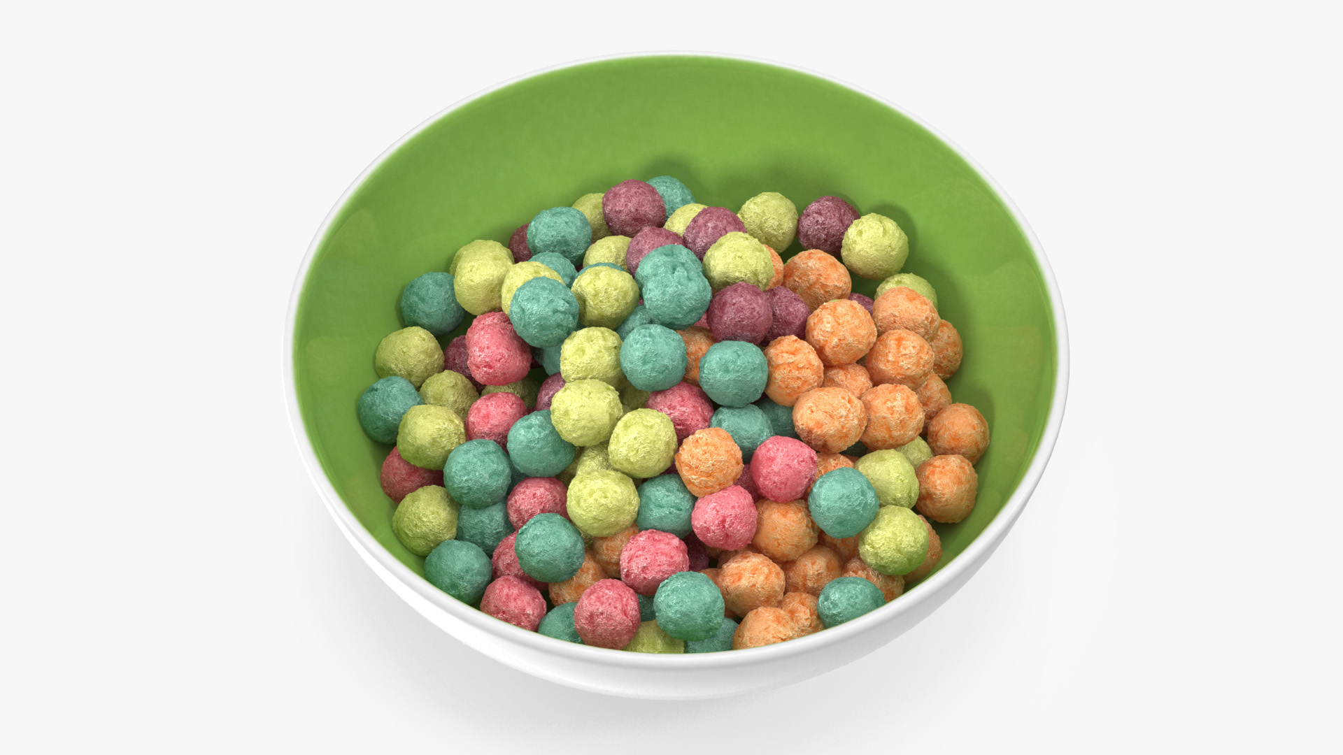 Bowl of Colorful Cereal Balls 3D model