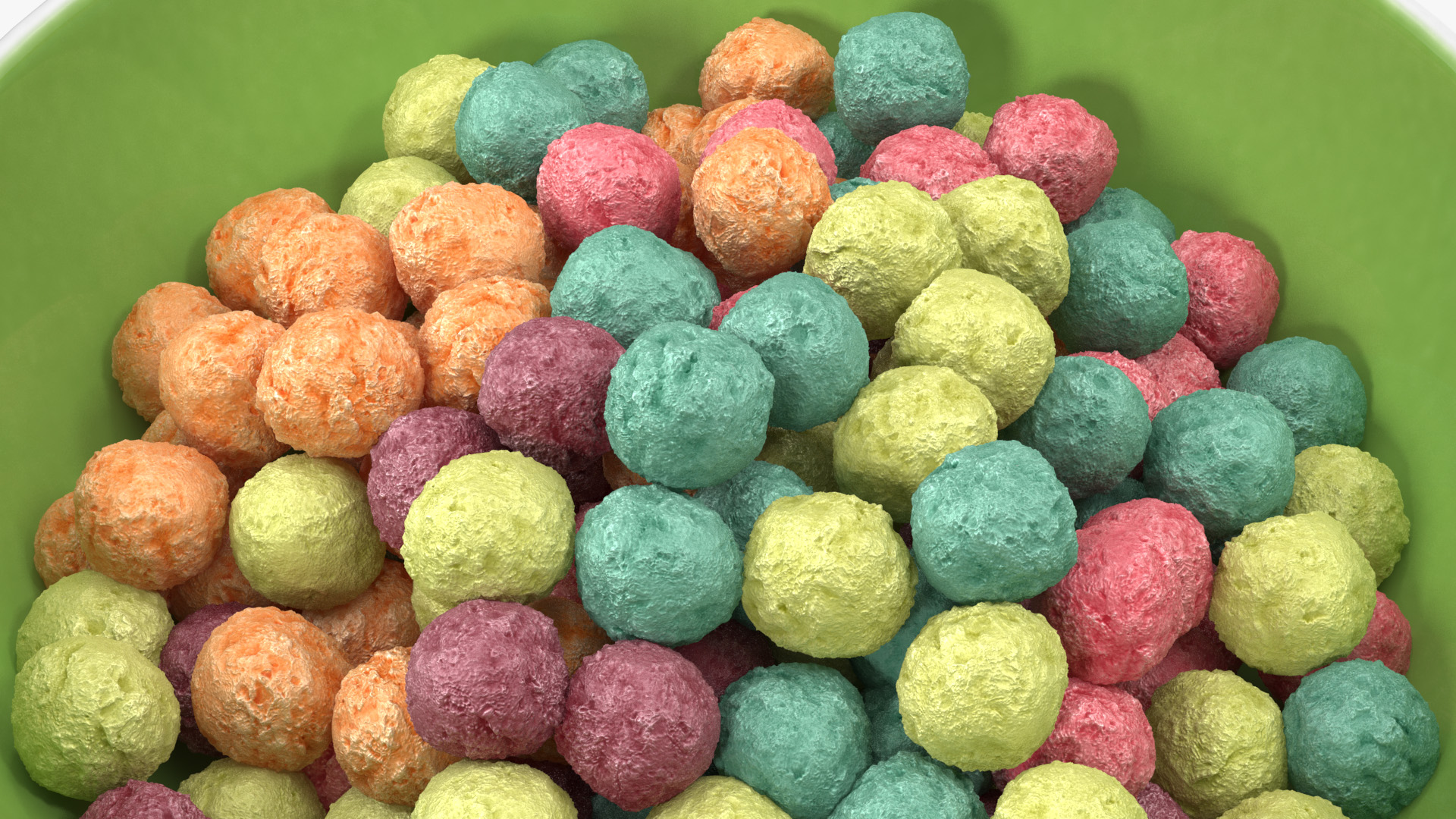 Bowl of Colorful Cereal Balls 3D model