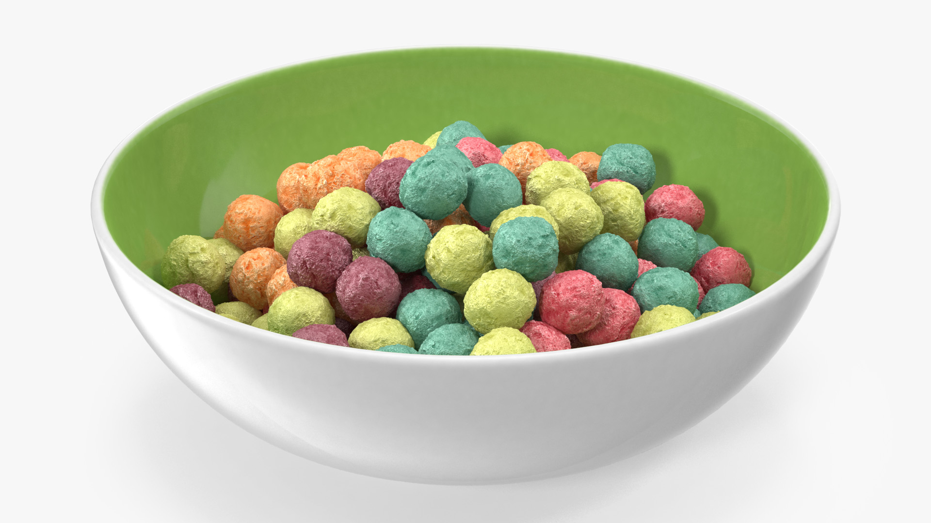 Bowl of Colorful Cereal Balls 3D model
