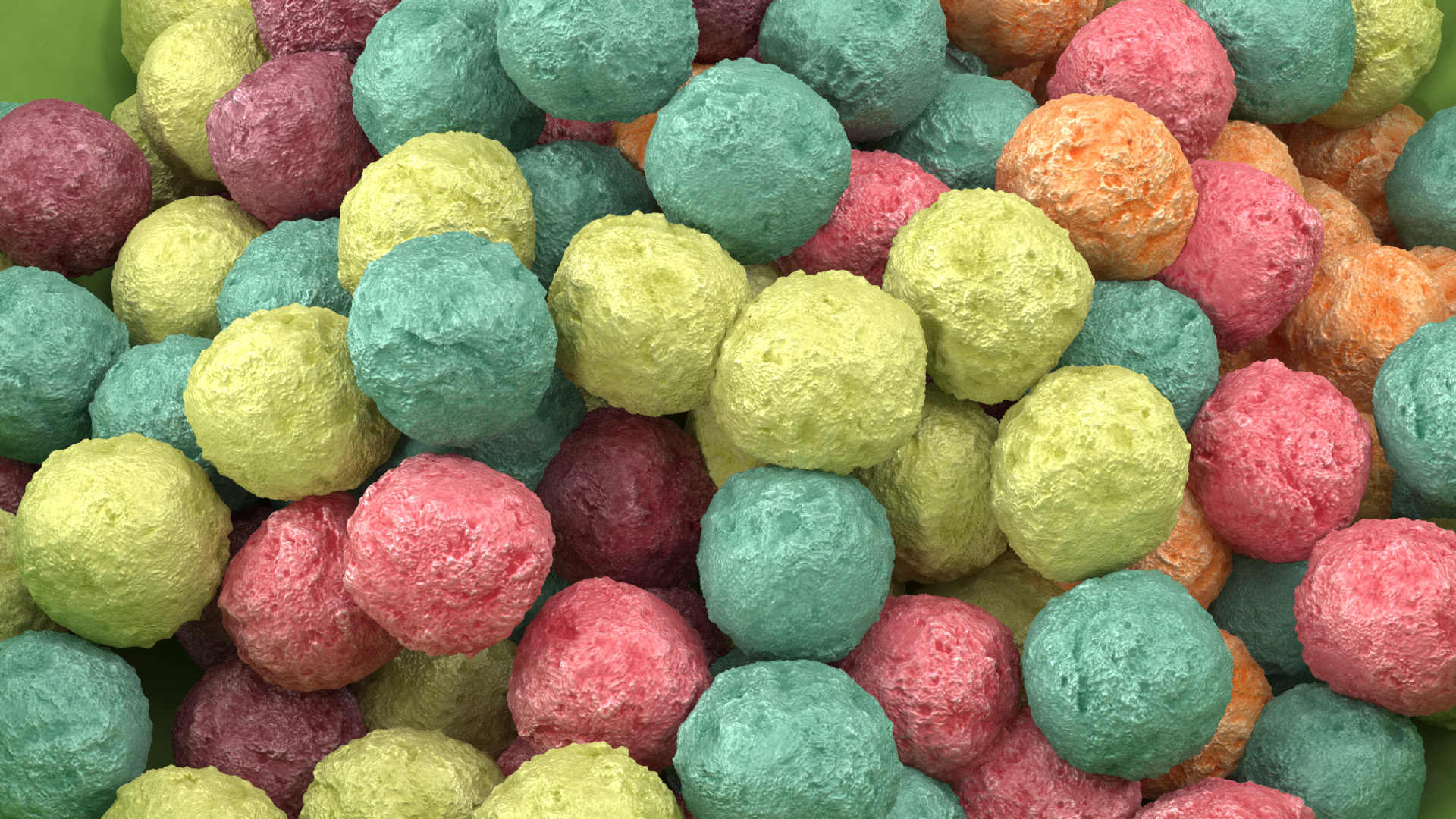 Bowl of Colorful Cereal Balls 3D model