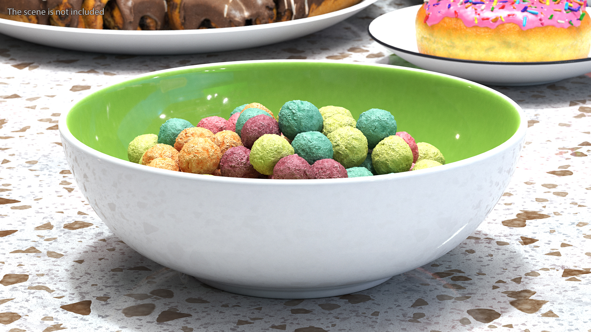 Bowl of Colorful Cereal Balls 3D model