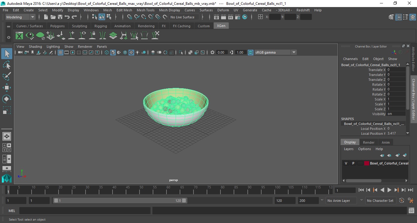 Bowl of Colorful Cereal Balls 3D model