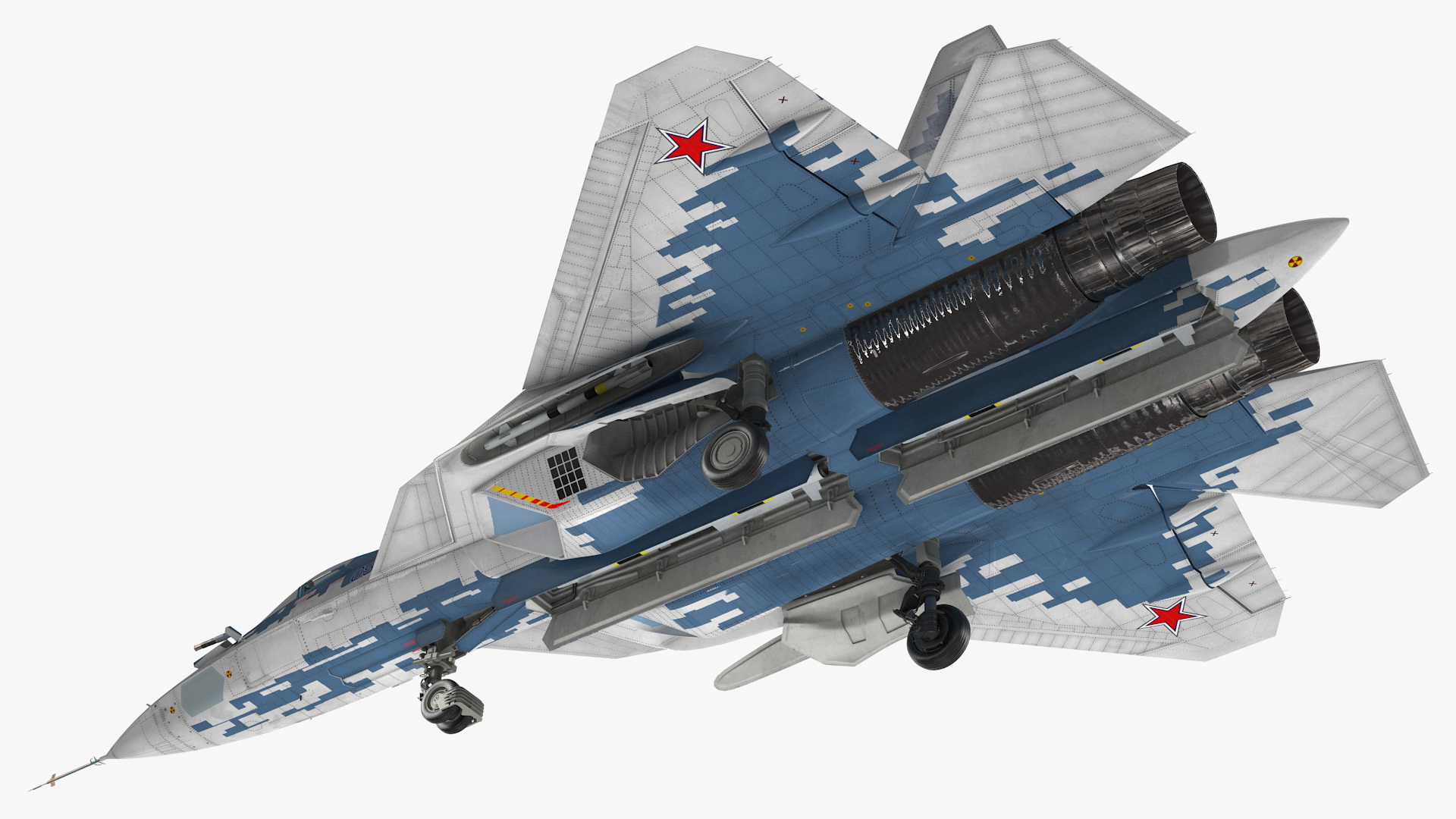 3D SU 57 Stealth Jet Fighter Pixel Camouflage Rigged for Maya model