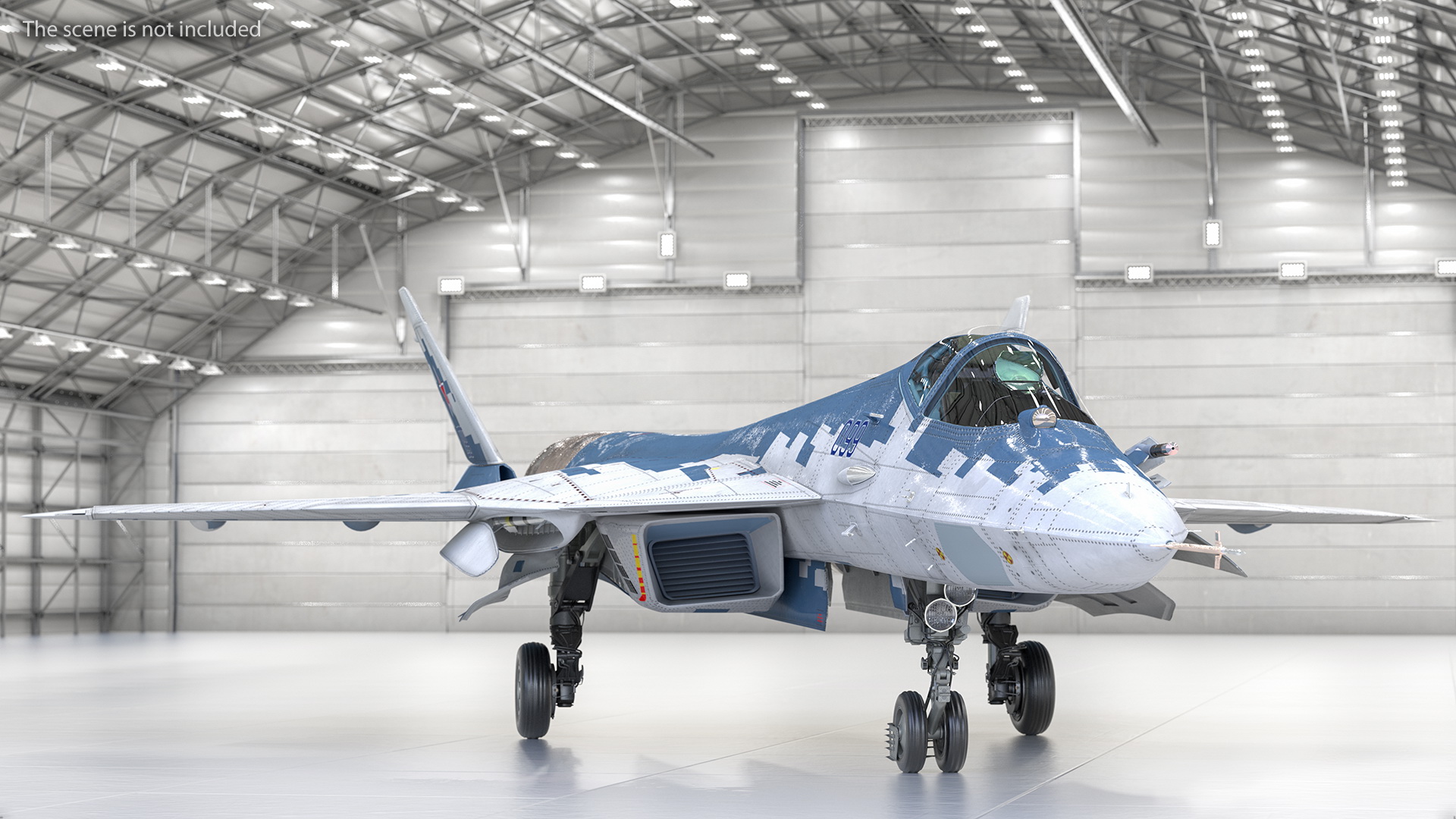 3D SU 57 Stealth Jet Fighter Pixel Camouflage Rigged for Maya model