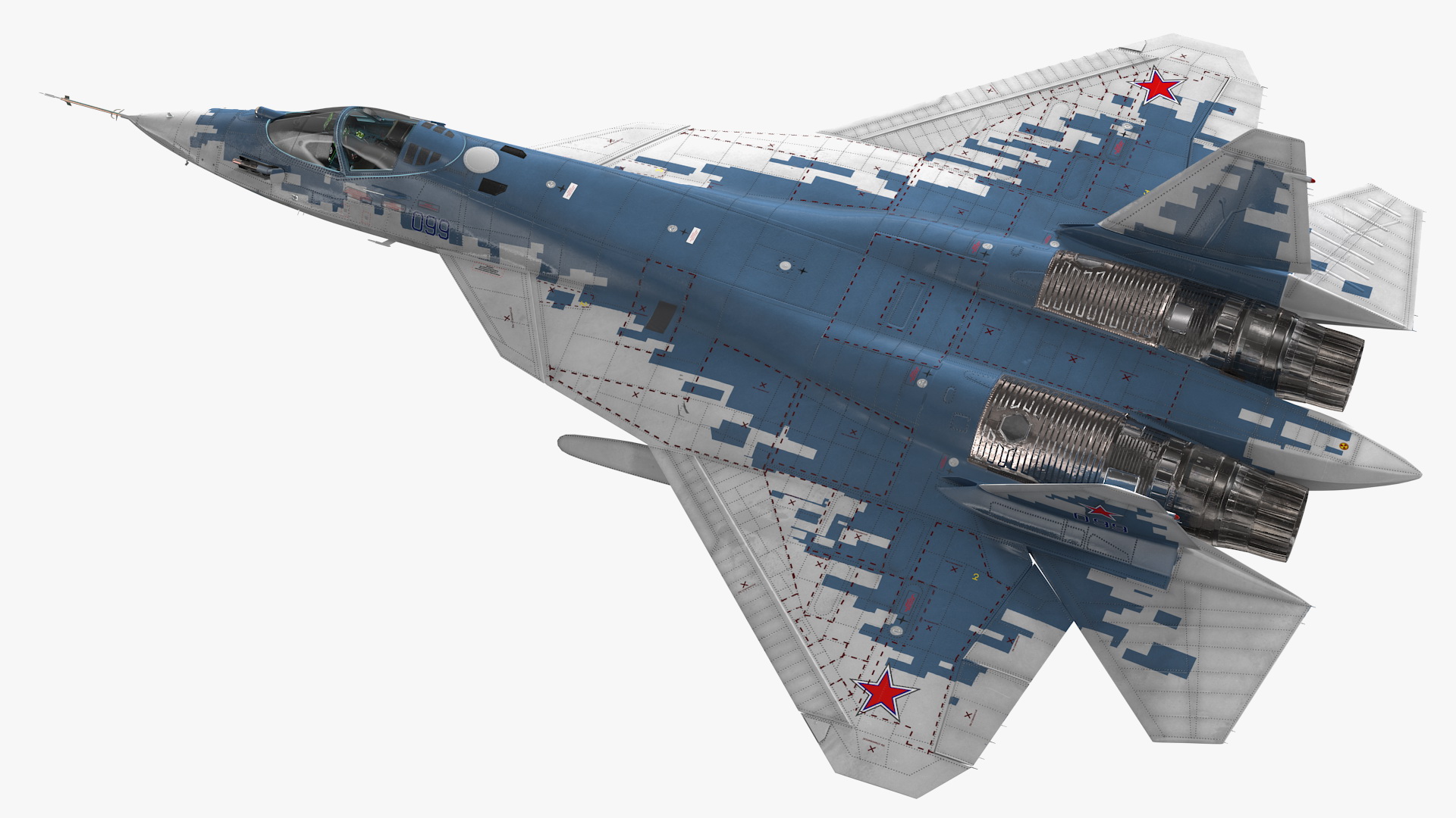 3D SU 57 Stealth Jet Fighter Pixel Camouflage Rigged for Maya model