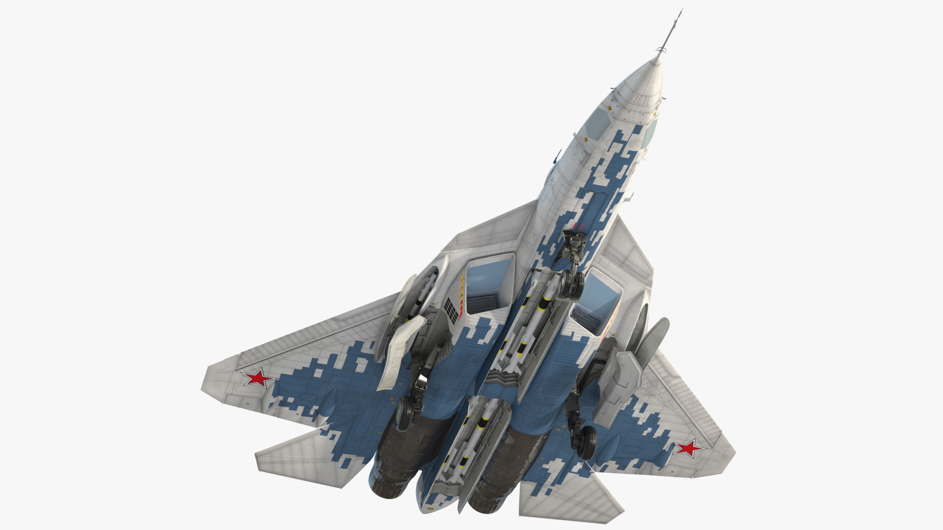 3D SU 57 Stealth Jet Fighter Pixel Camouflage Rigged for Maya model