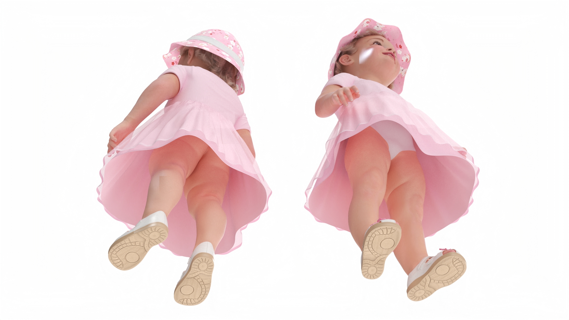 Toddler Girl Everyday Summer Dress Standing Fur 3D