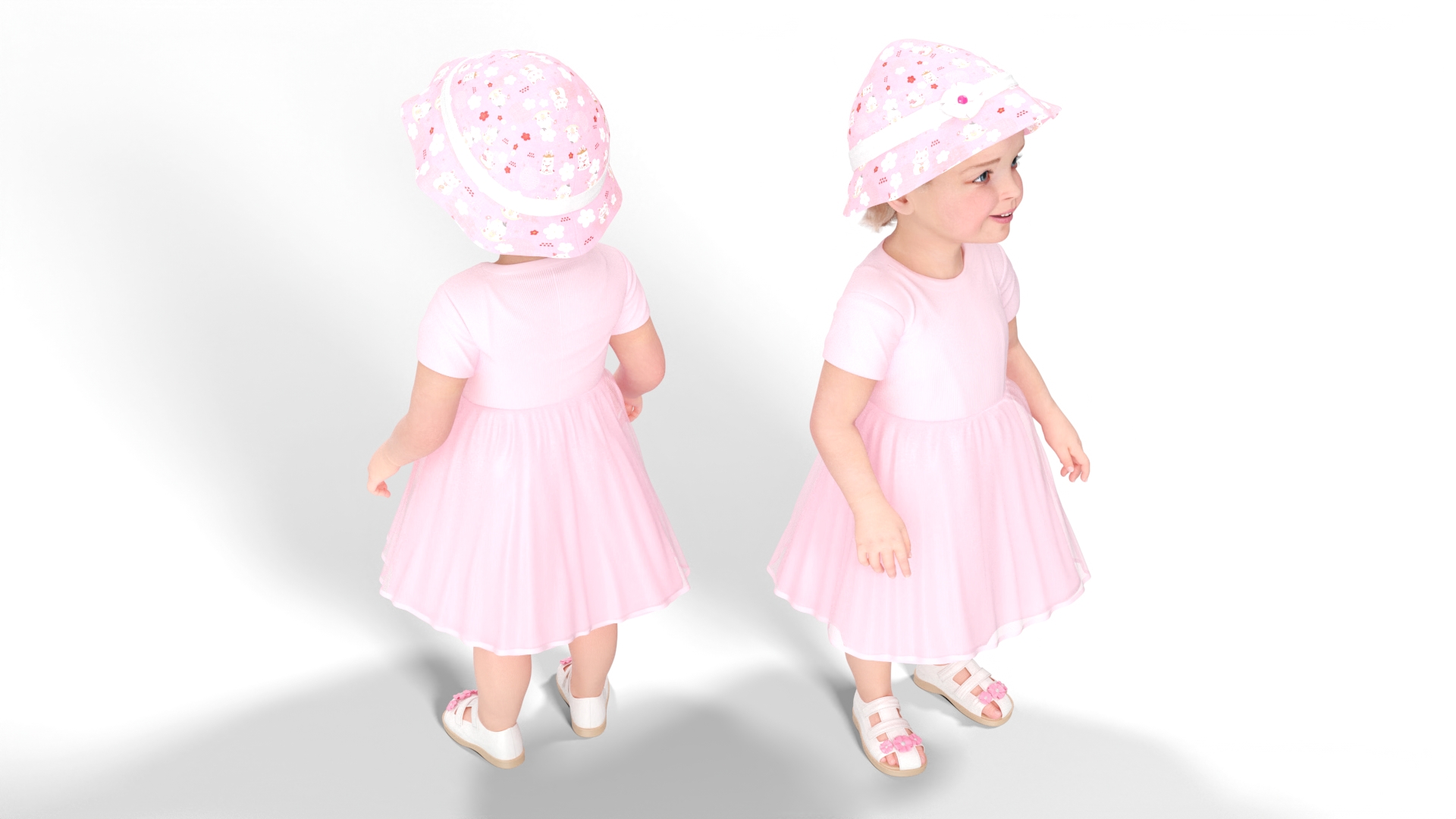 Toddler Girl Everyday Summer Dress Standing Fur 3D