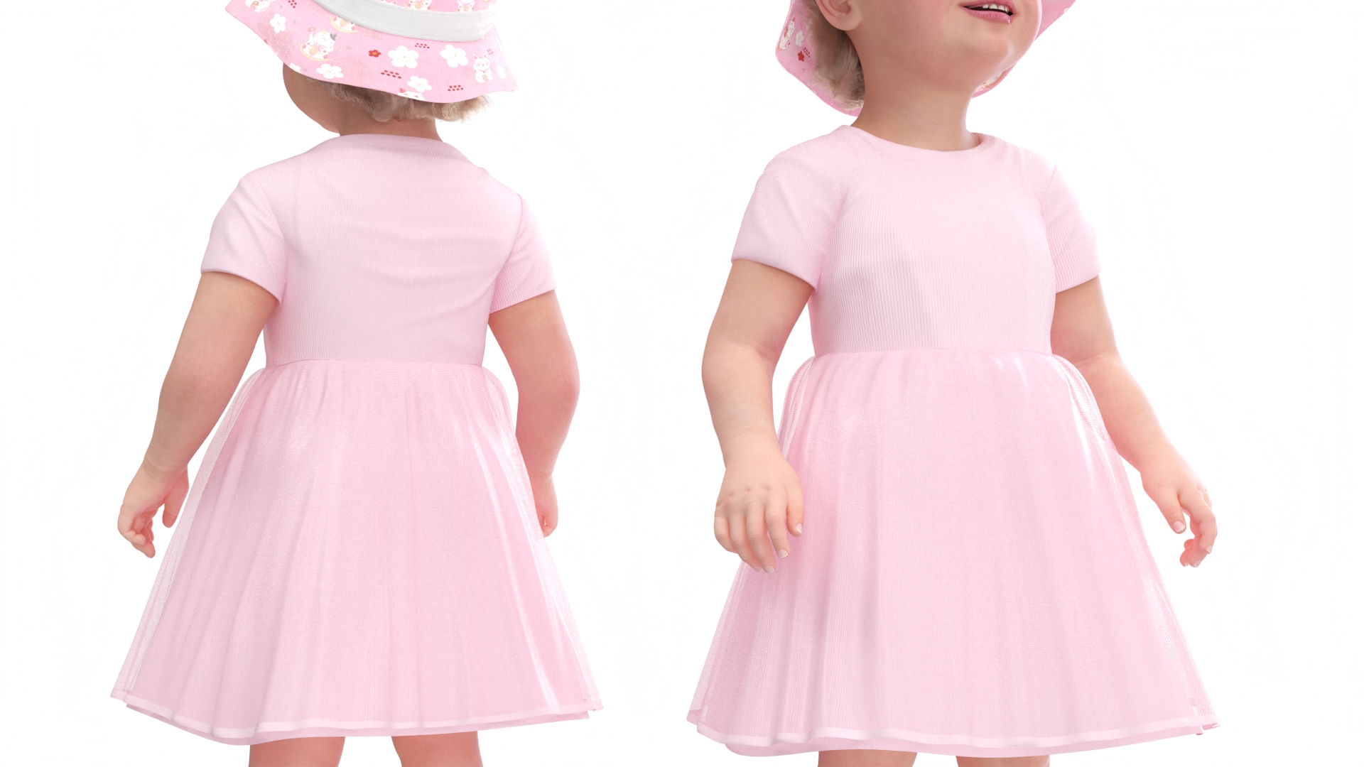 Toddler Girl Everyday Summer Dress Standing Fur 3D