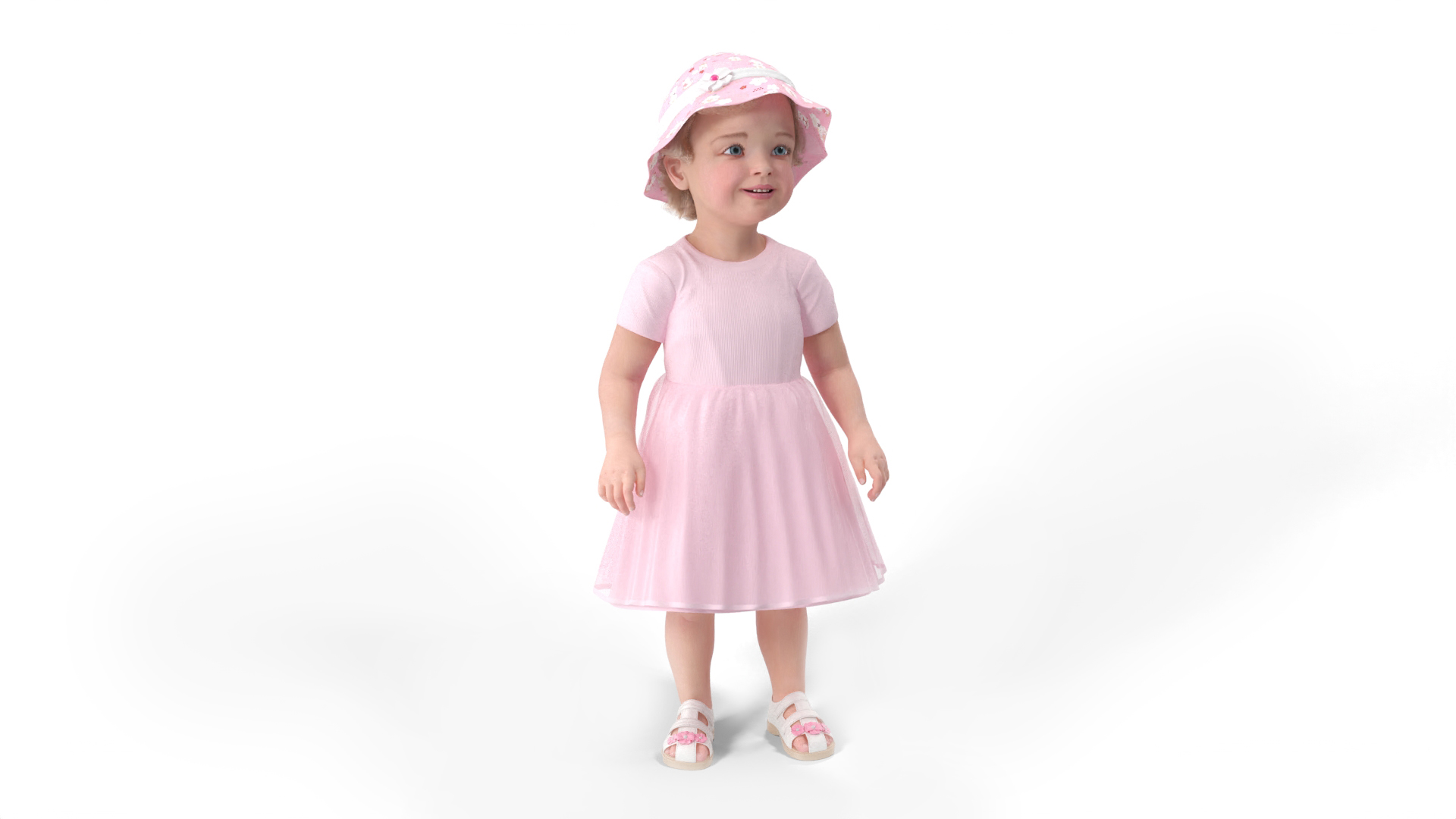 Toddler Girl Everyday Summer Dress Standing Fur 3D