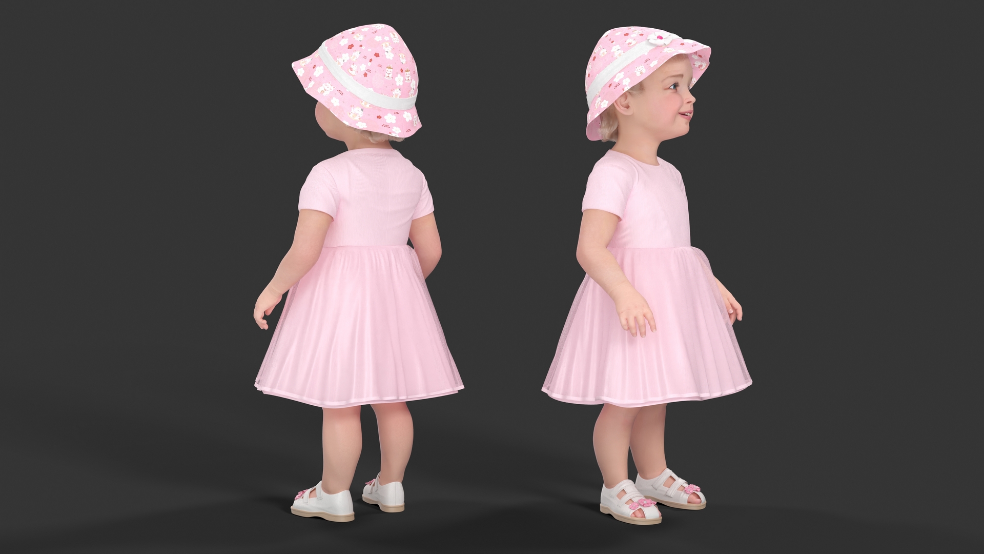 Toddler Girl Everyday Summer Dress Standing Fur 3D