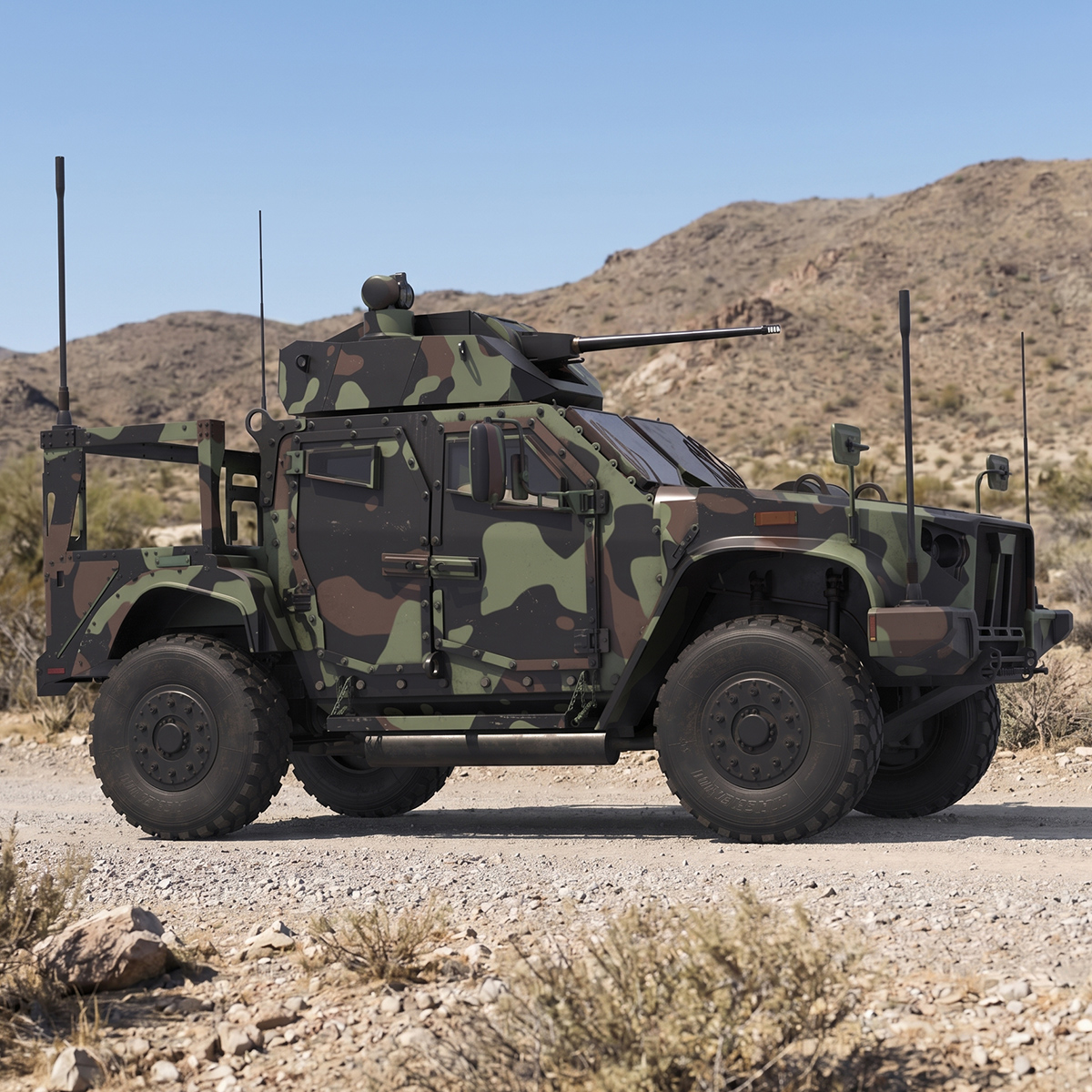 Combat Patrol Truck with Autocannon Turret Rigged 3D model preview