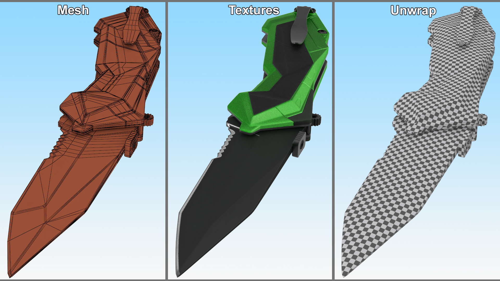 Fantastic Collapsible Knife Black Green 3D model