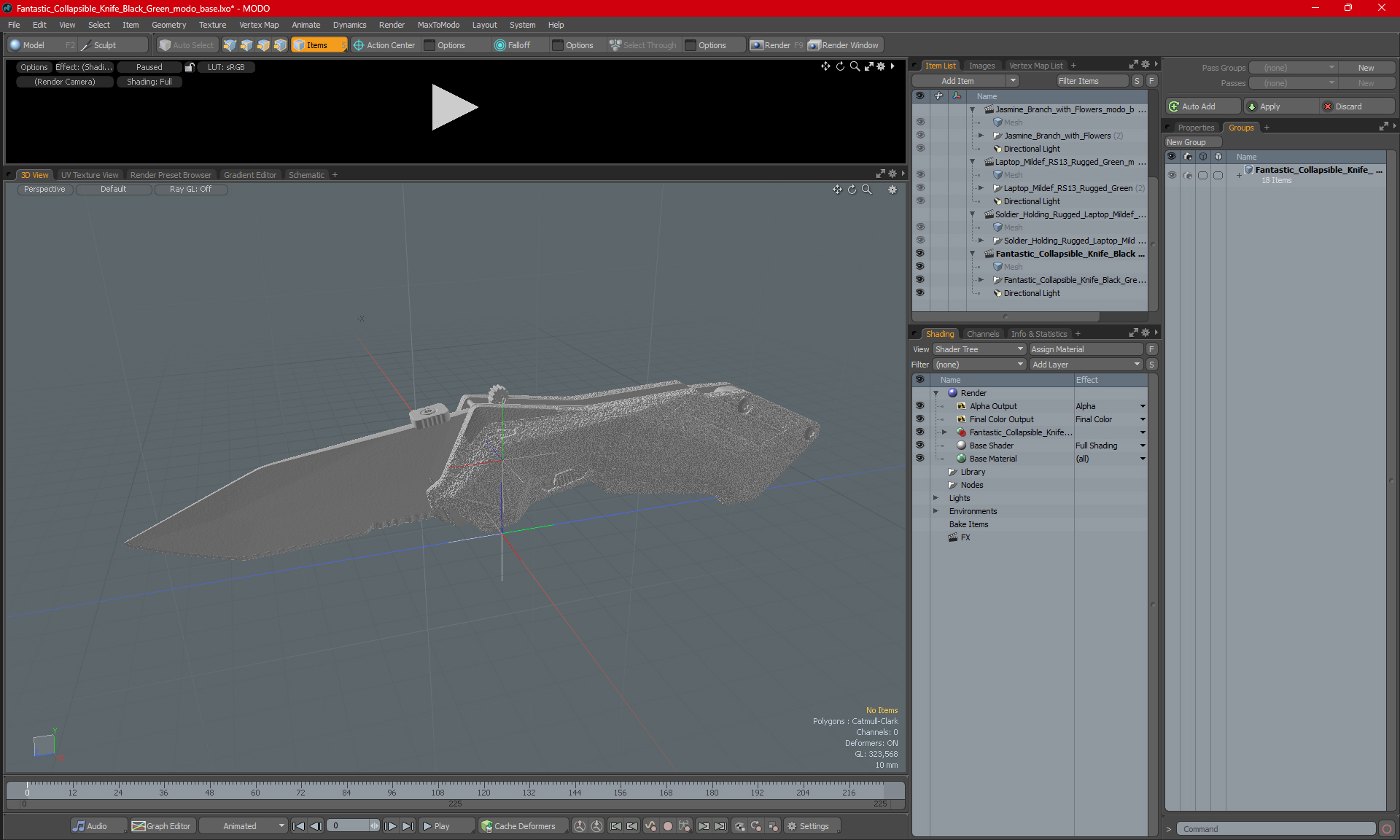 Fantastic Collapsible Knife Black Green 3D model