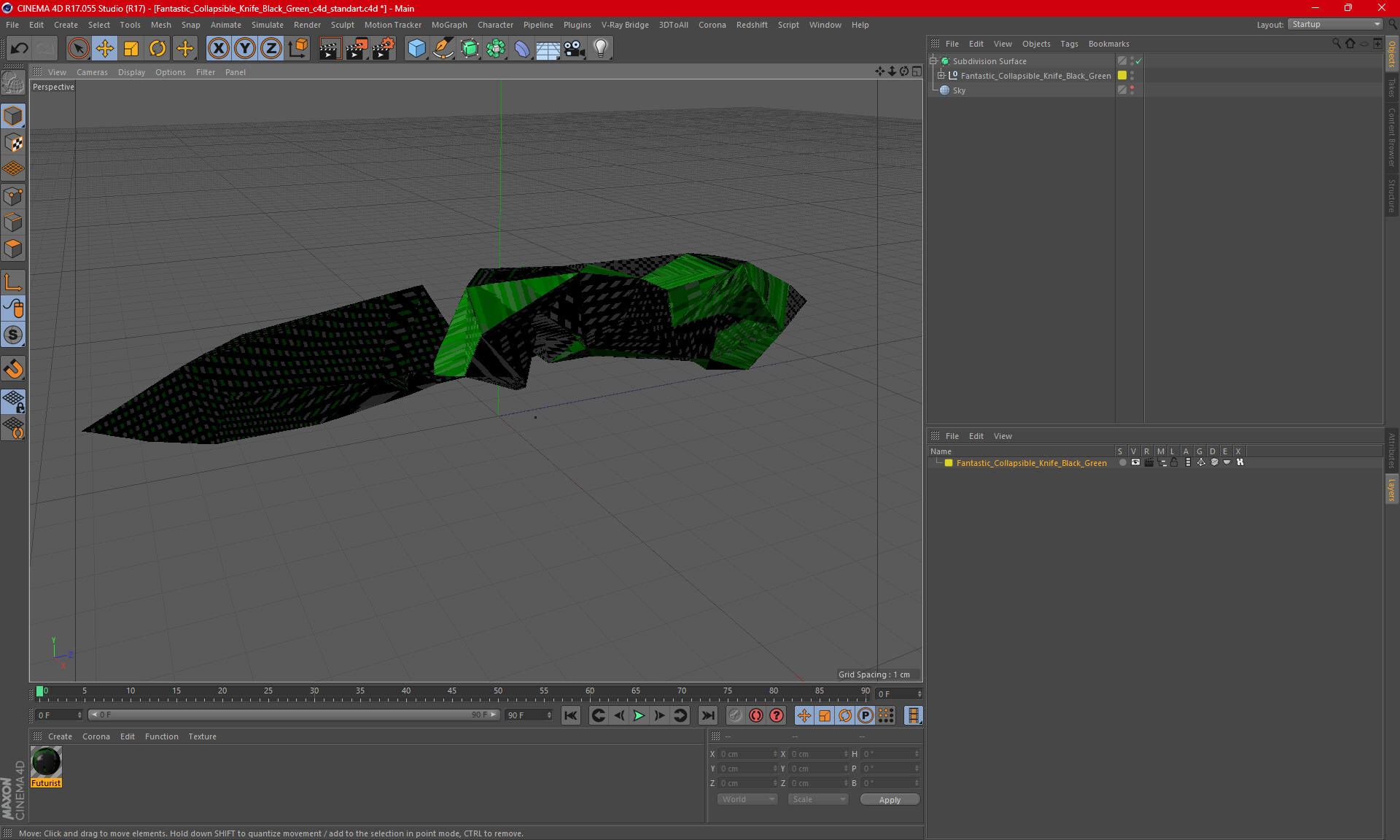Fantastic Collapsible Knife Black Green 3D model