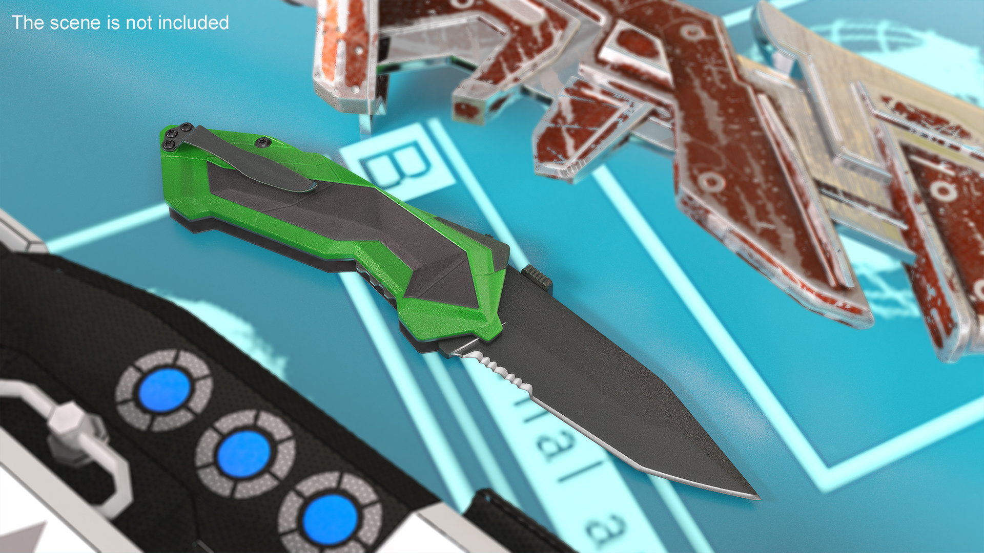 Fantastic Collapsible Knife Black Green 3D model
