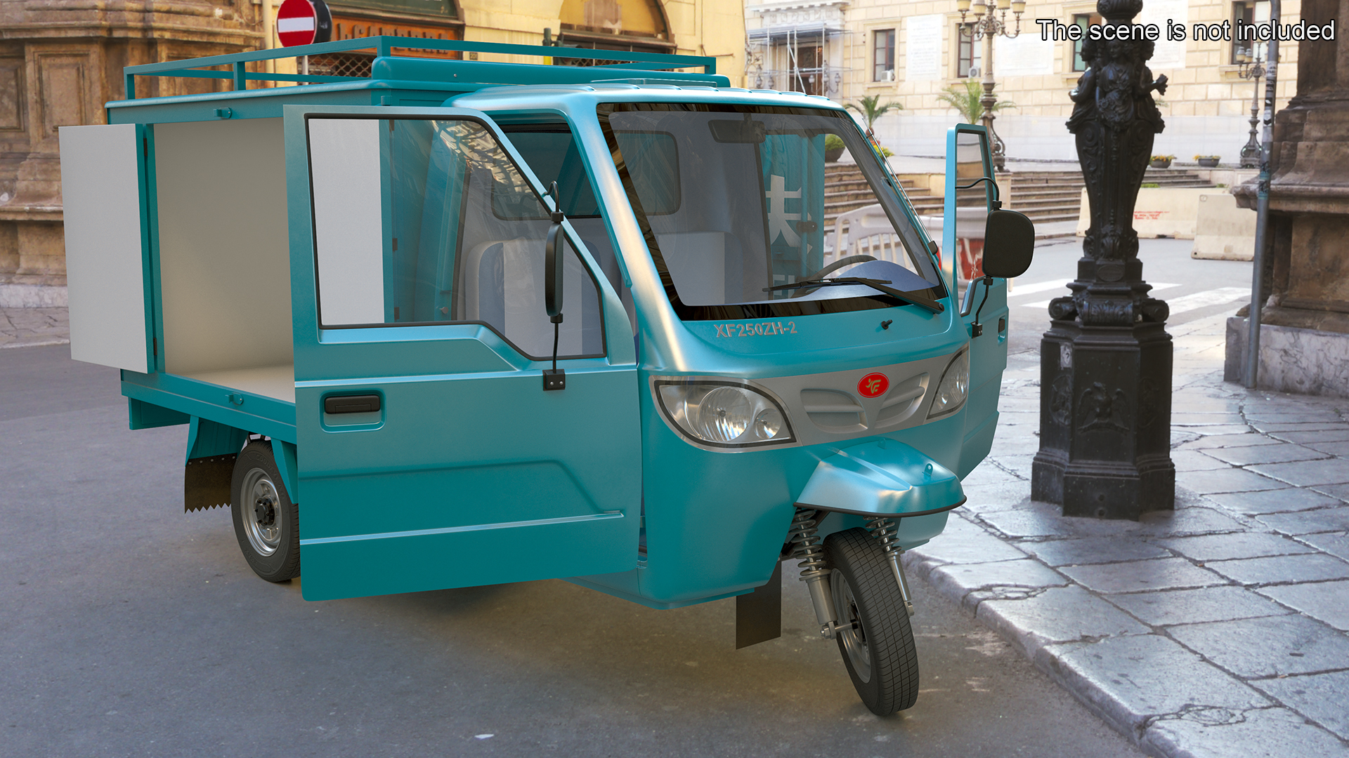 3D model Delivery Trike with Close Body Blue