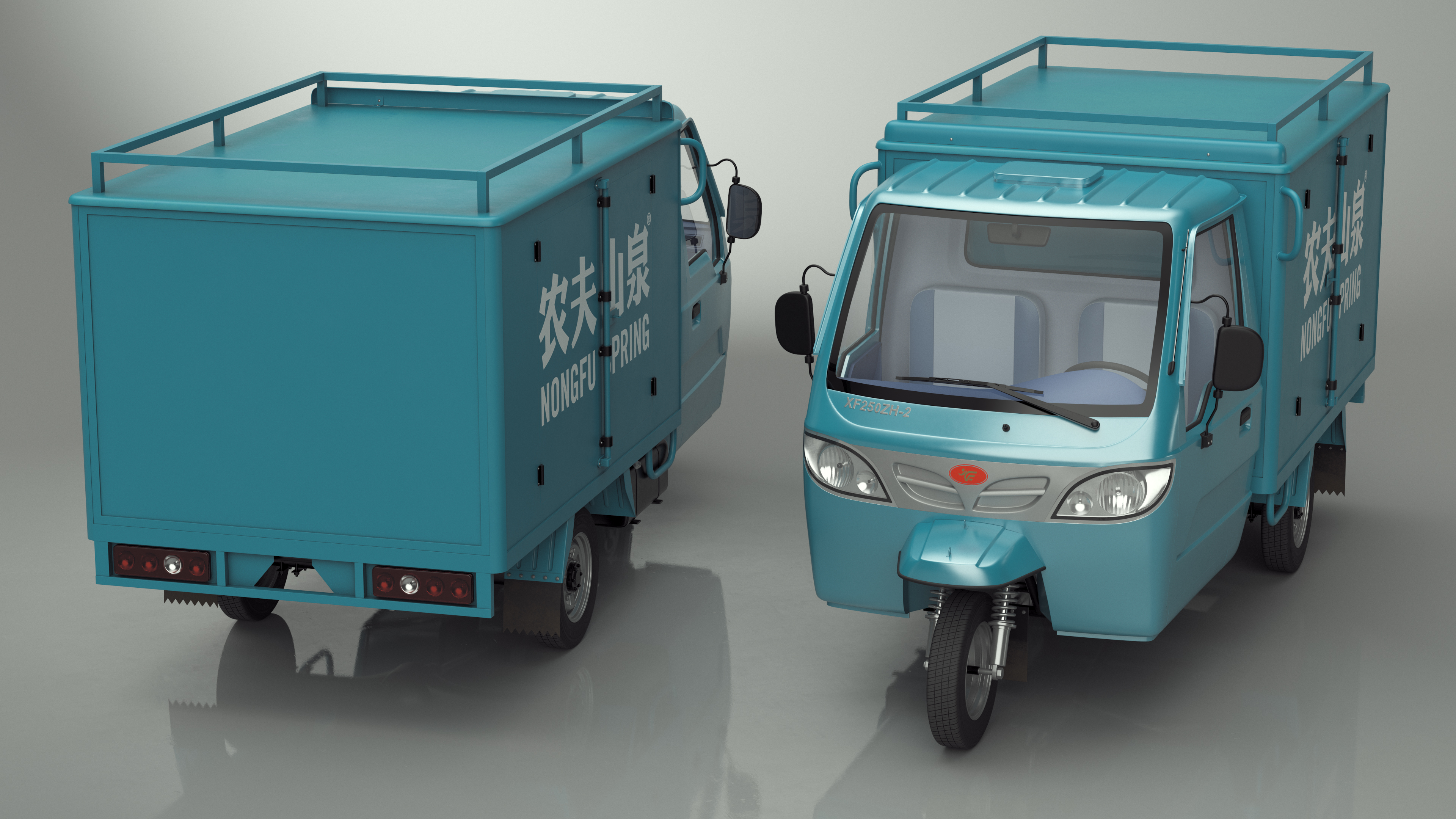 3D model Delivery Trike with Close Body Blue